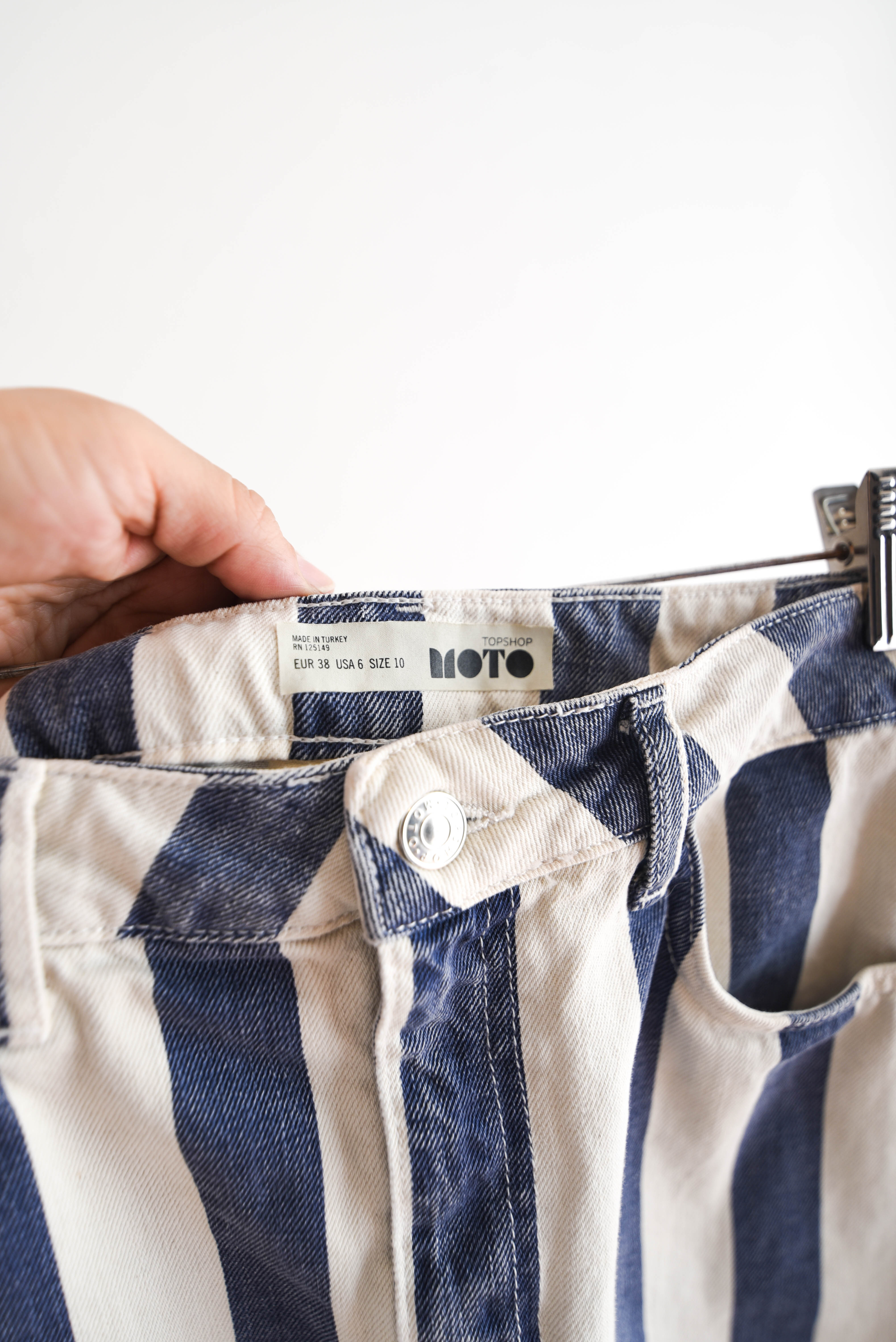 Falda denim rayada bicolor