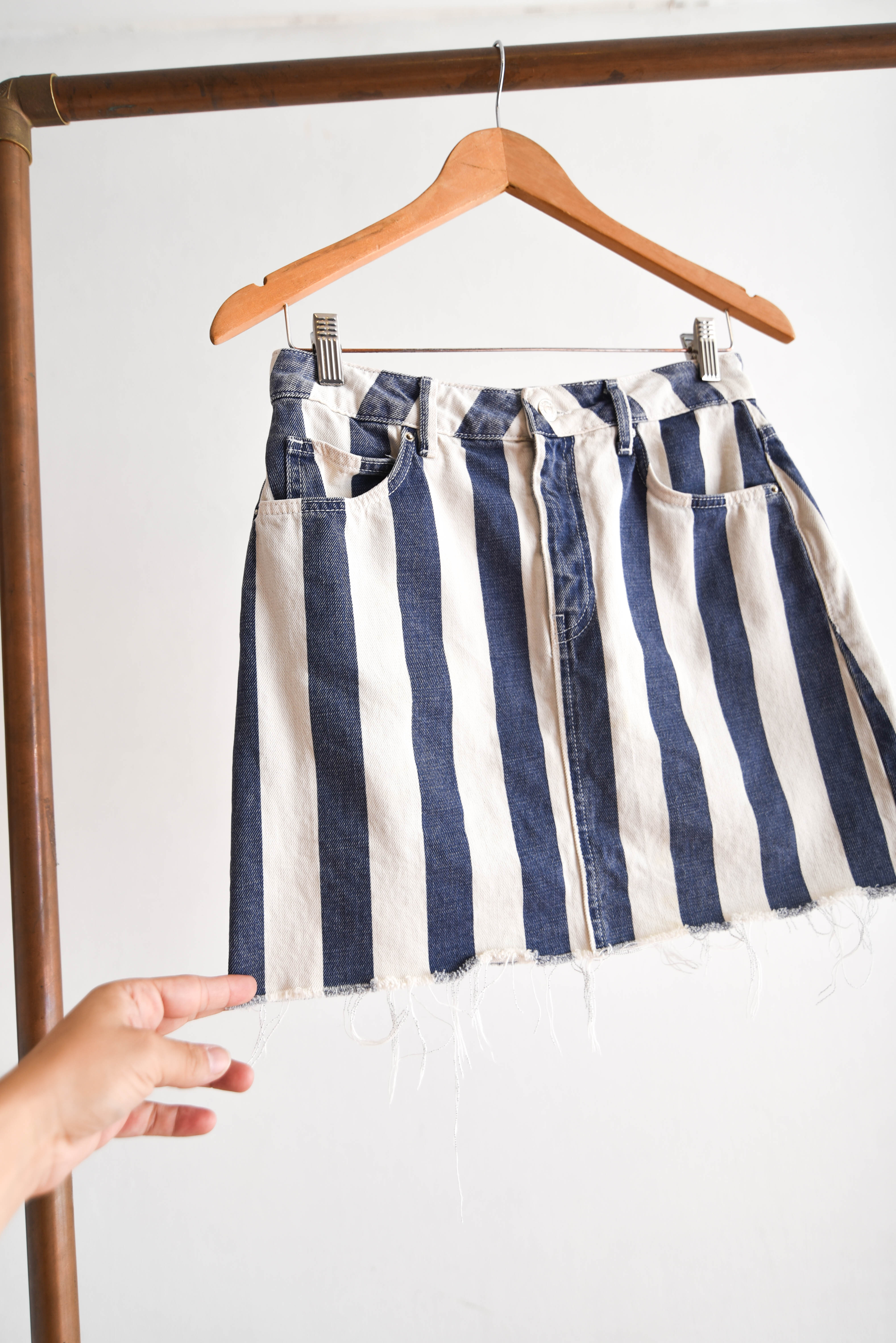 Falda denim rayada bicolor