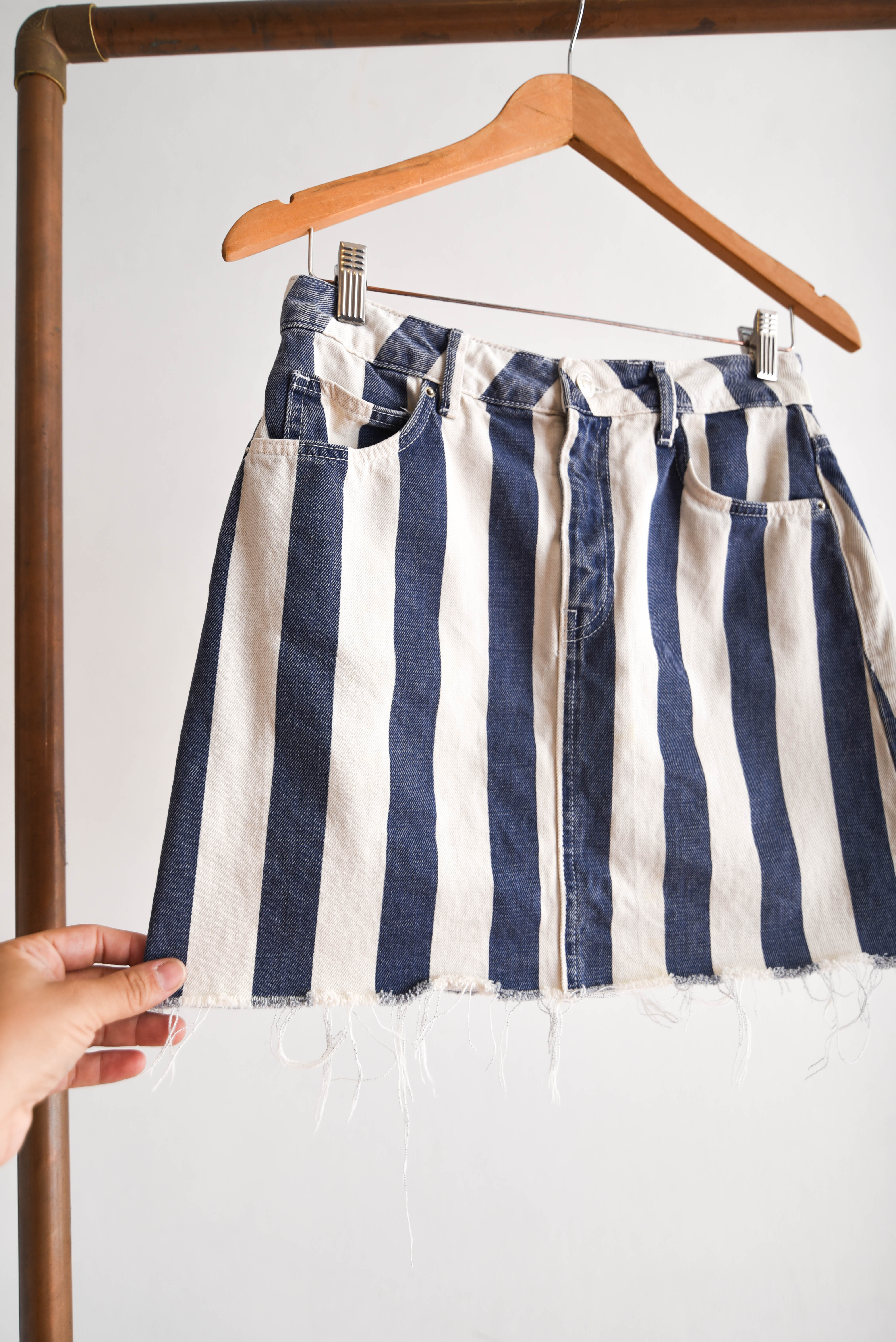 Falda denim rayada bicolor