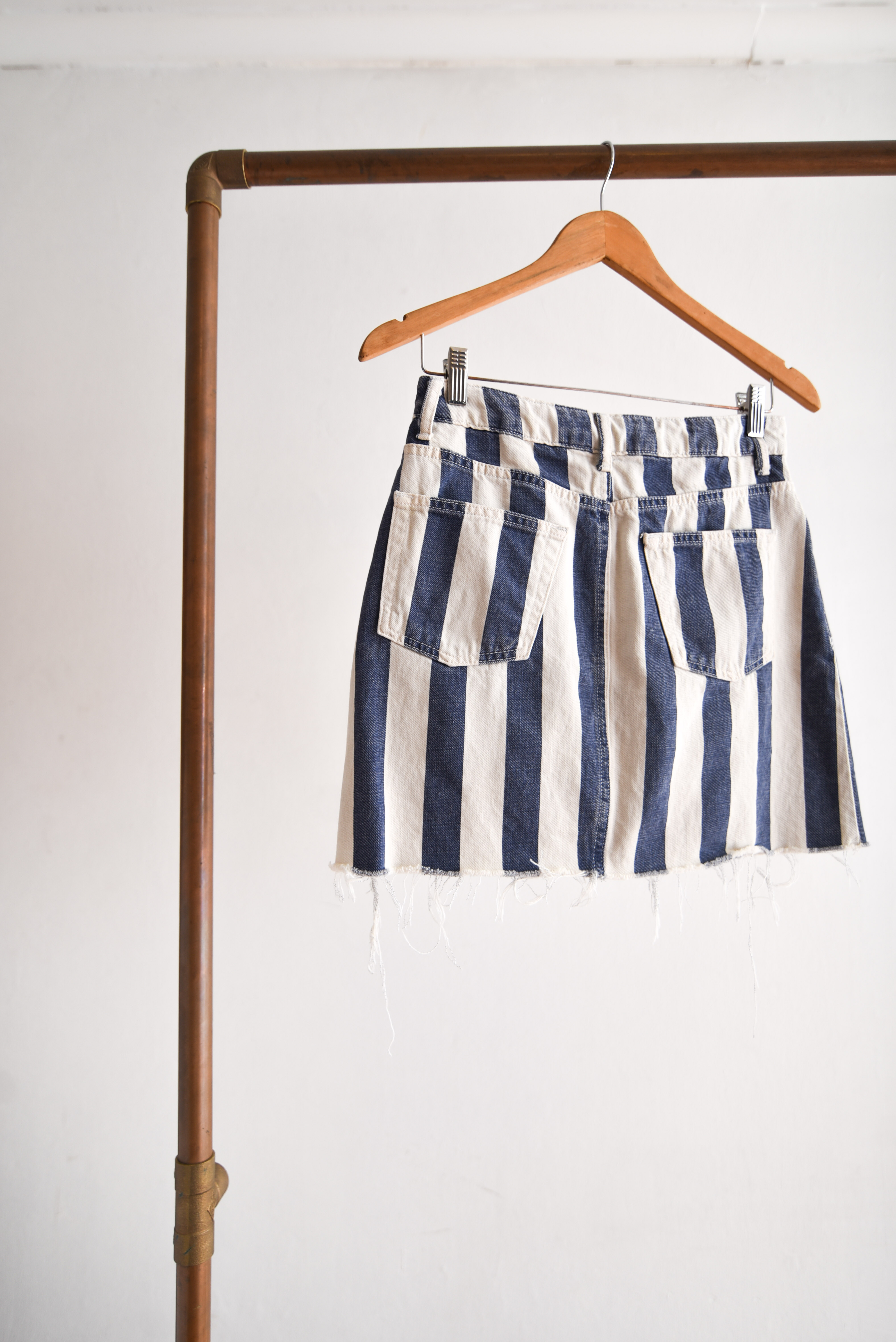 Falda denim rayada bicolor