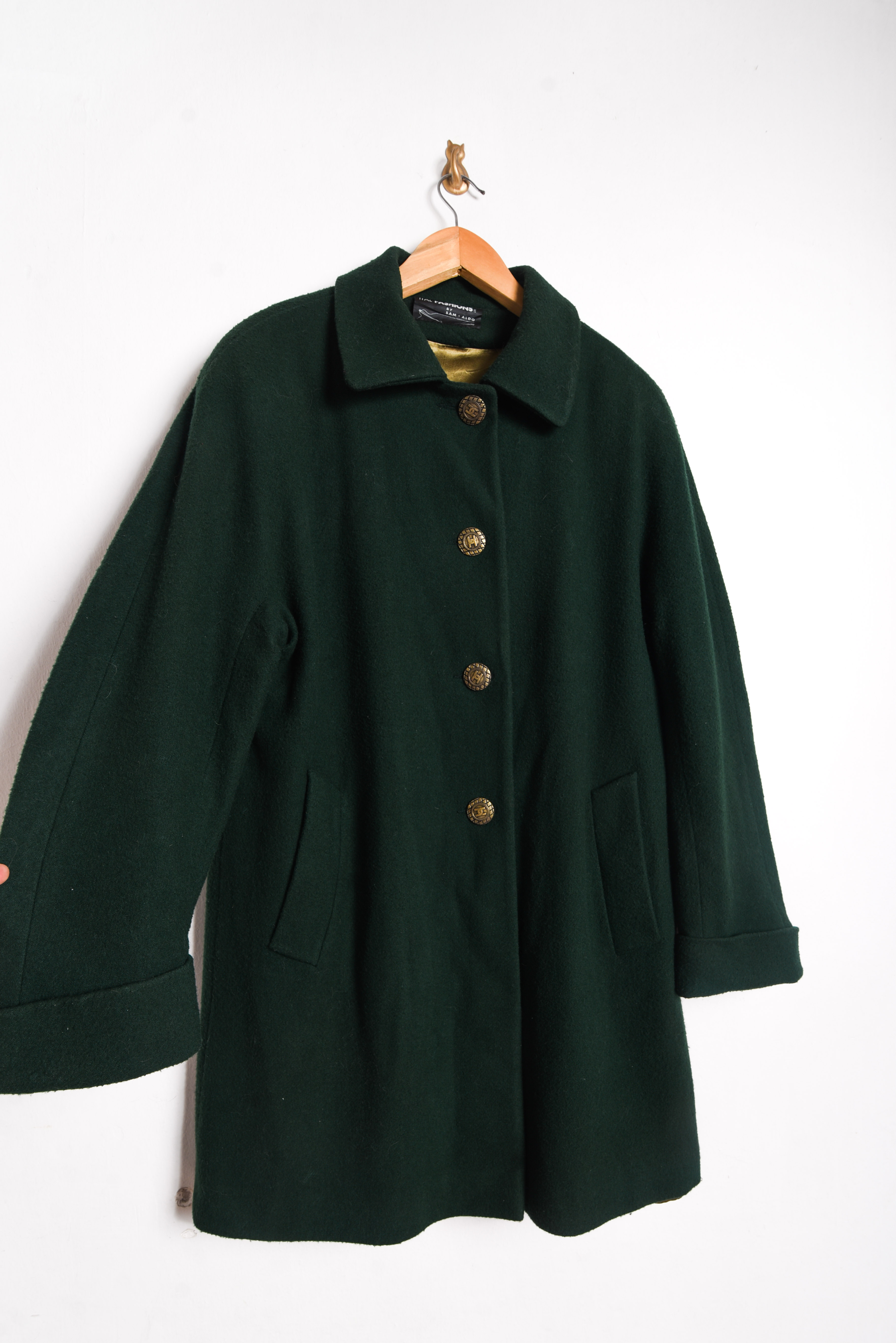 Abrigo verde bosque lana vintage