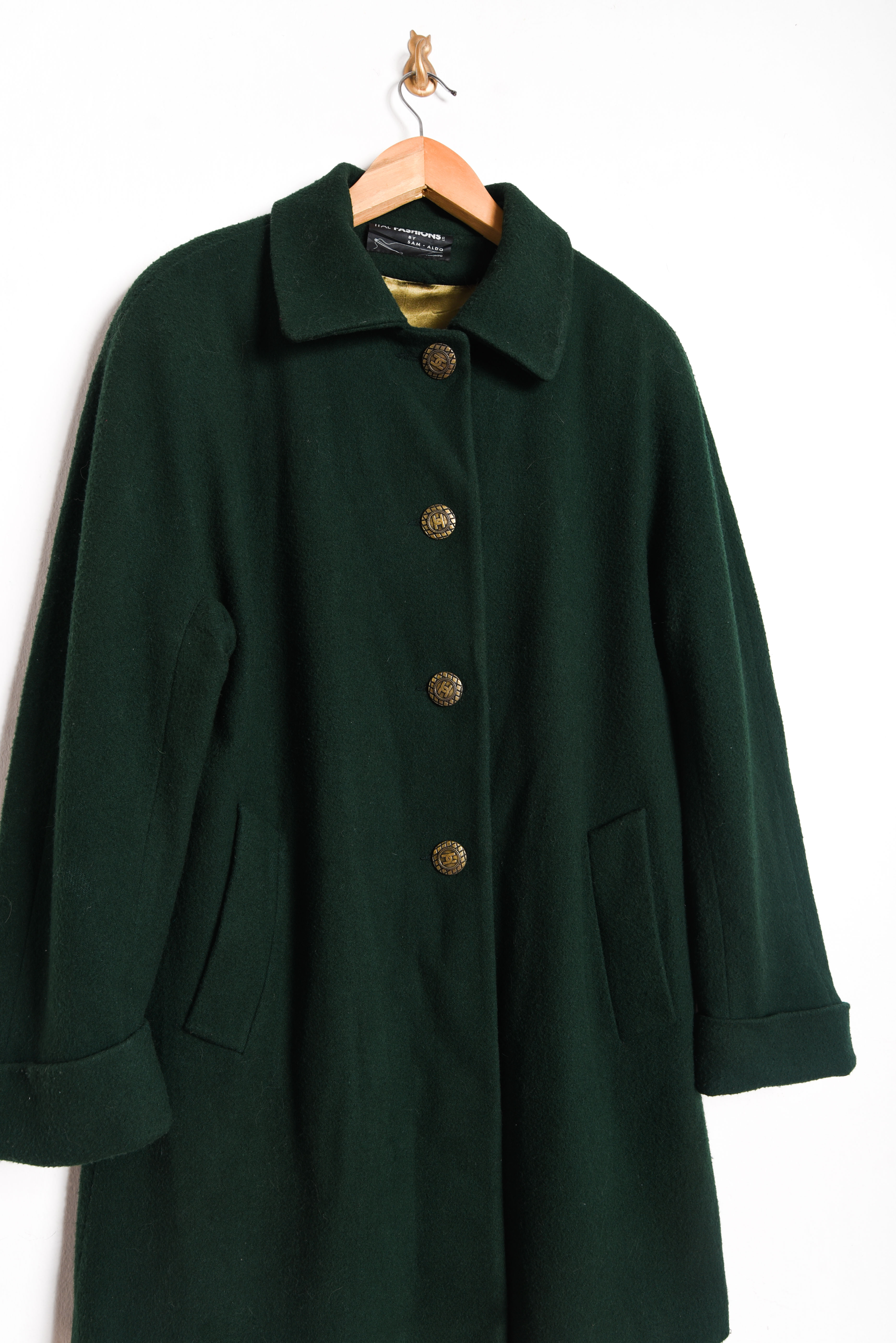 Abrigo verde bosque lana vintage