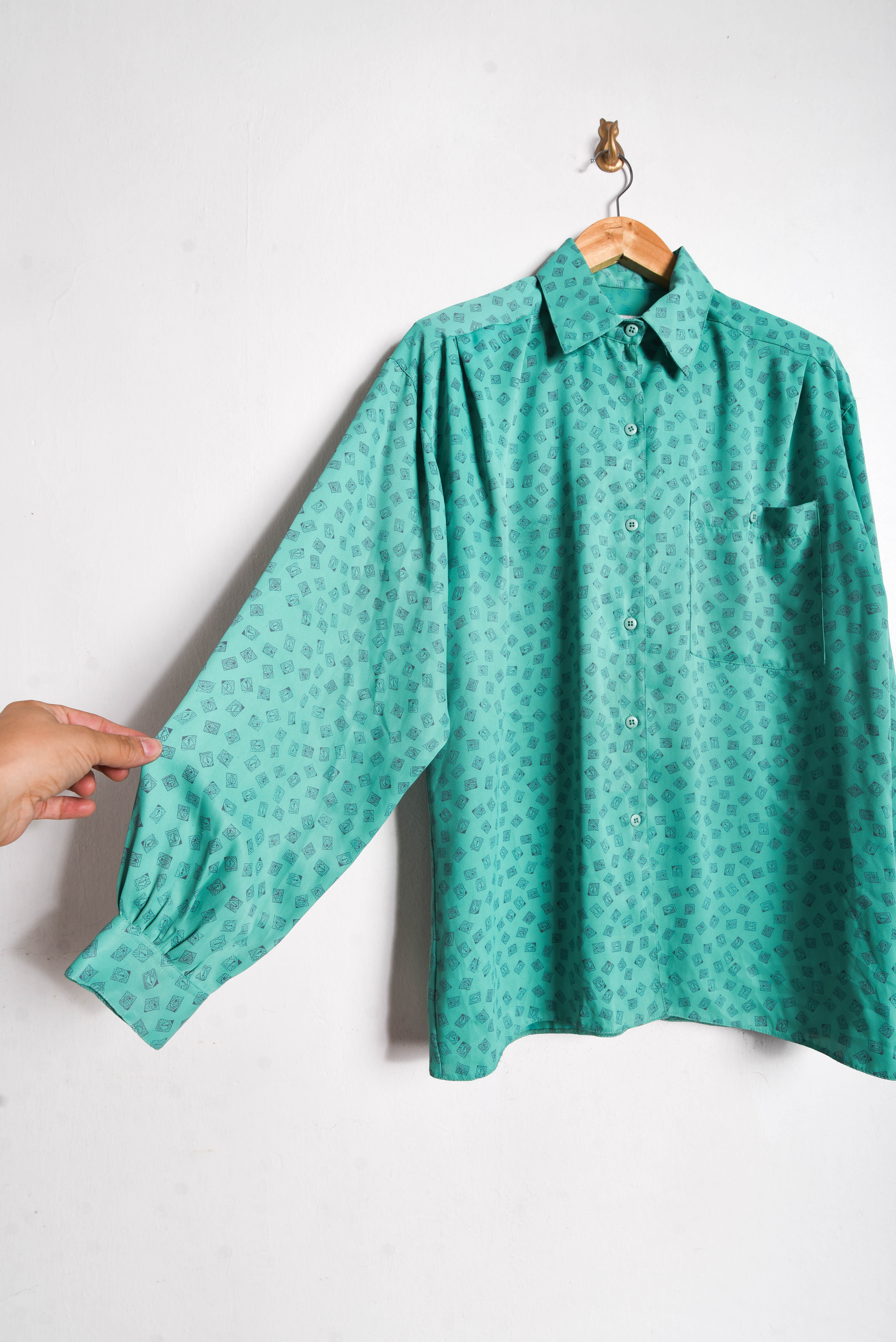 Blusa turquesa vintage print