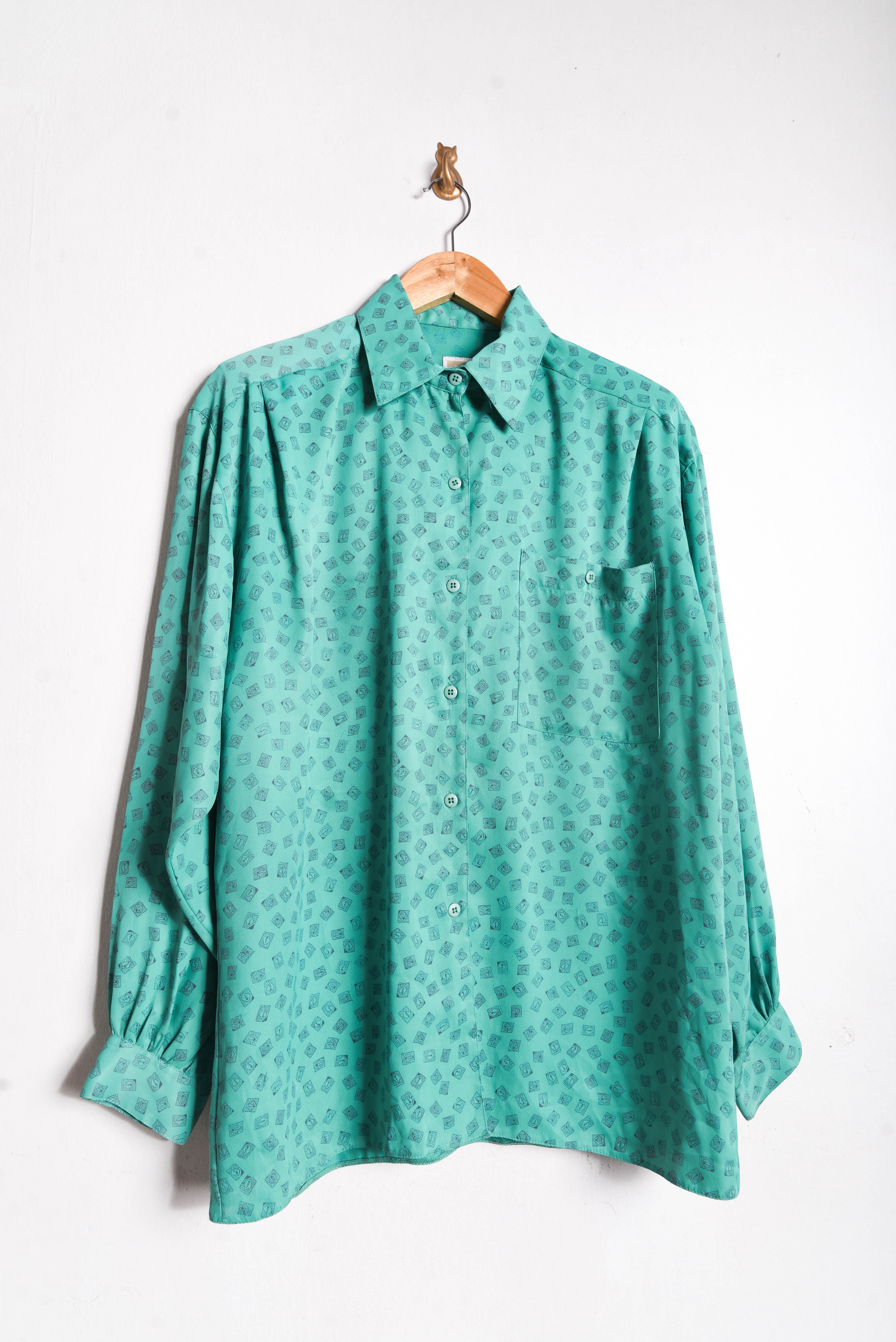 Blusa turquesa vintage print