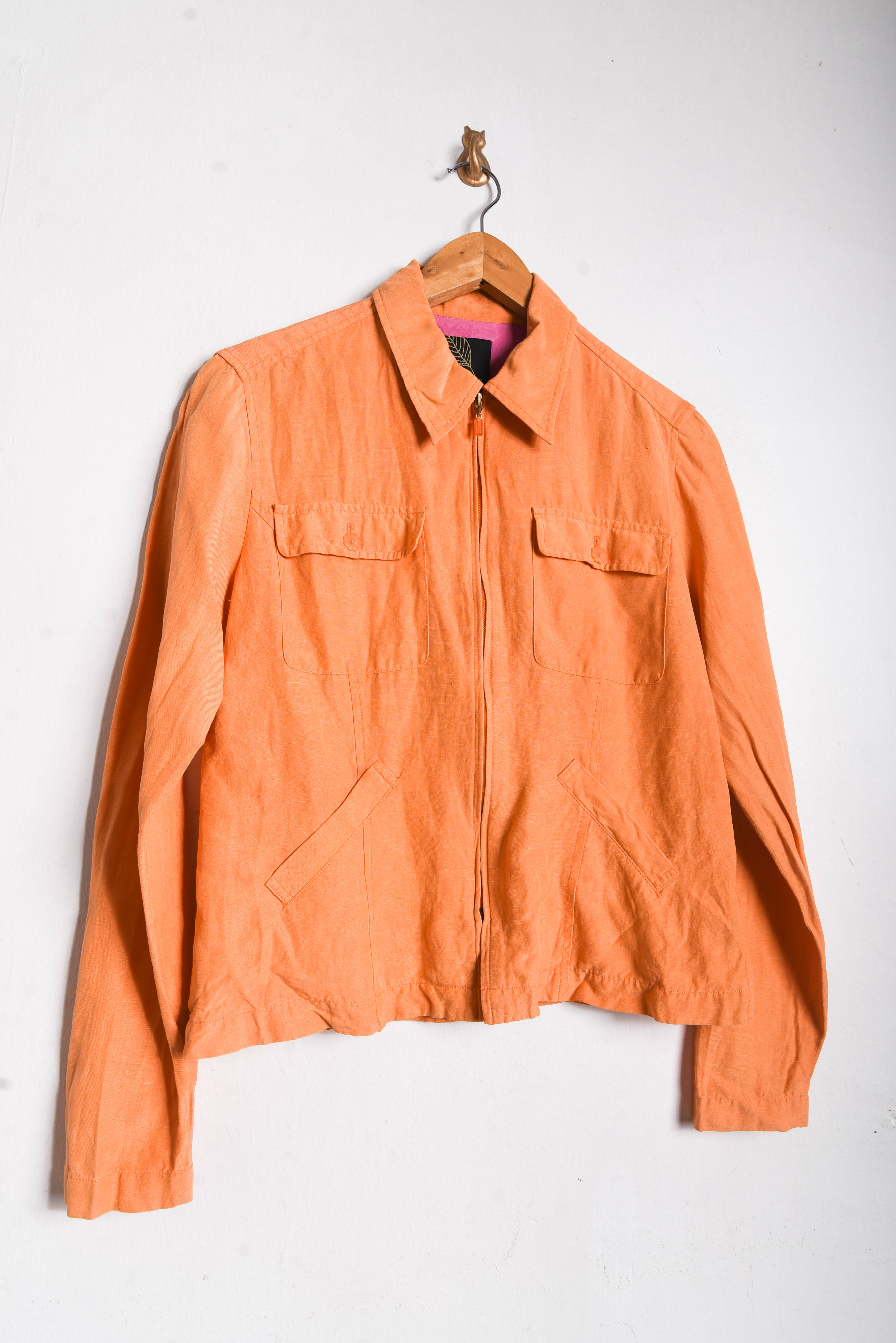 Chaqueta naranja seda y lino