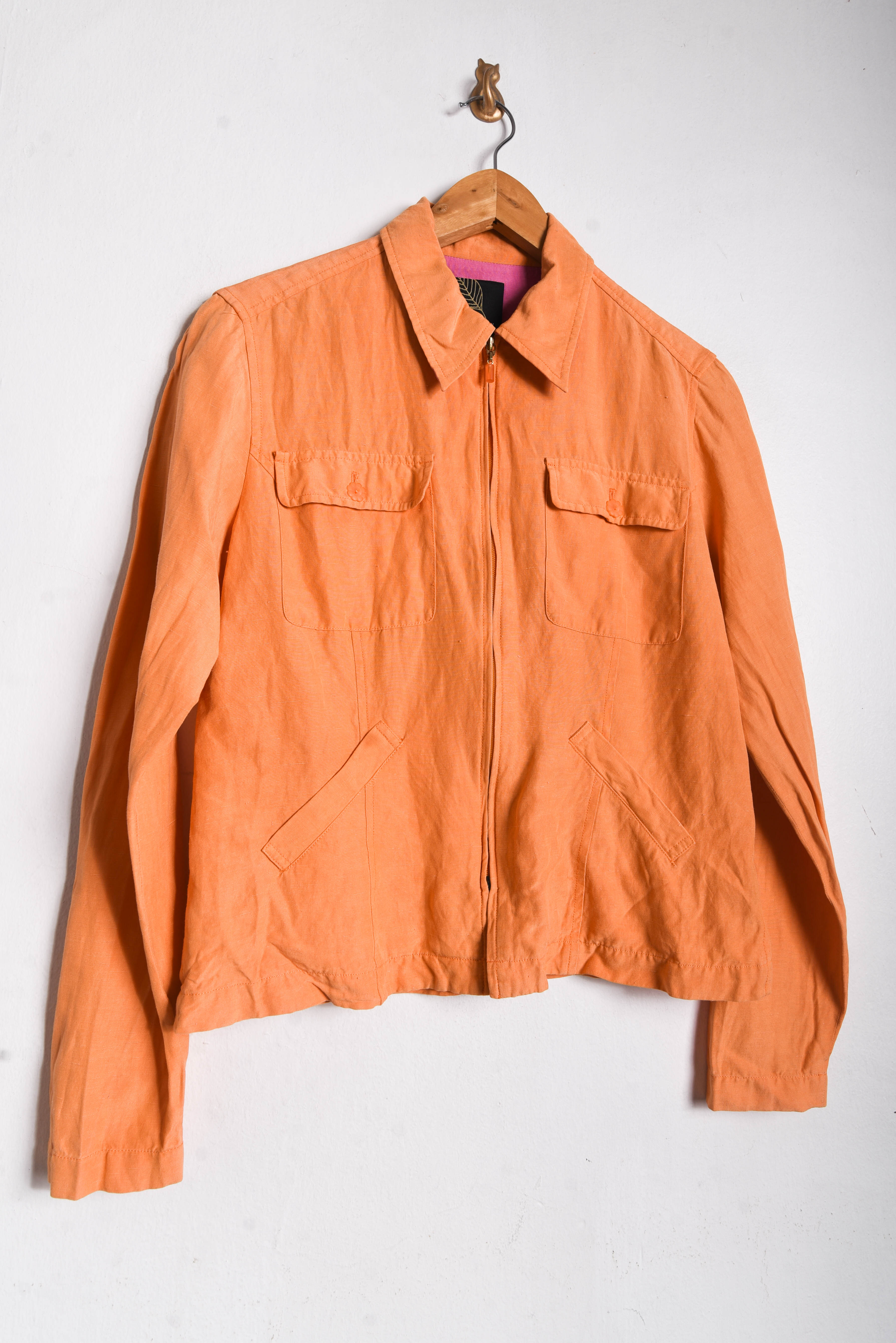 Chaqueta naranja seda y lino