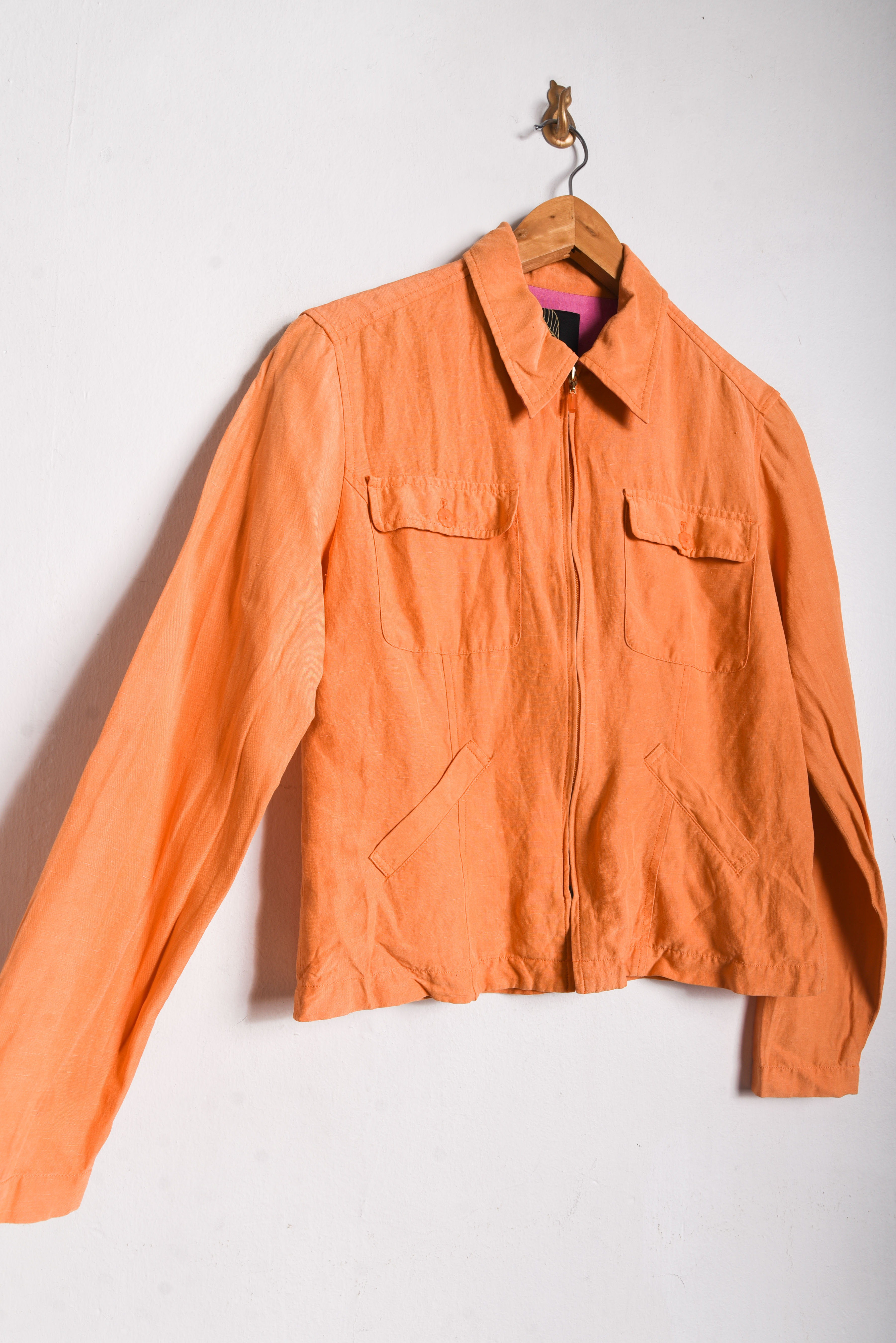 Chaqueta naranja seda y lino