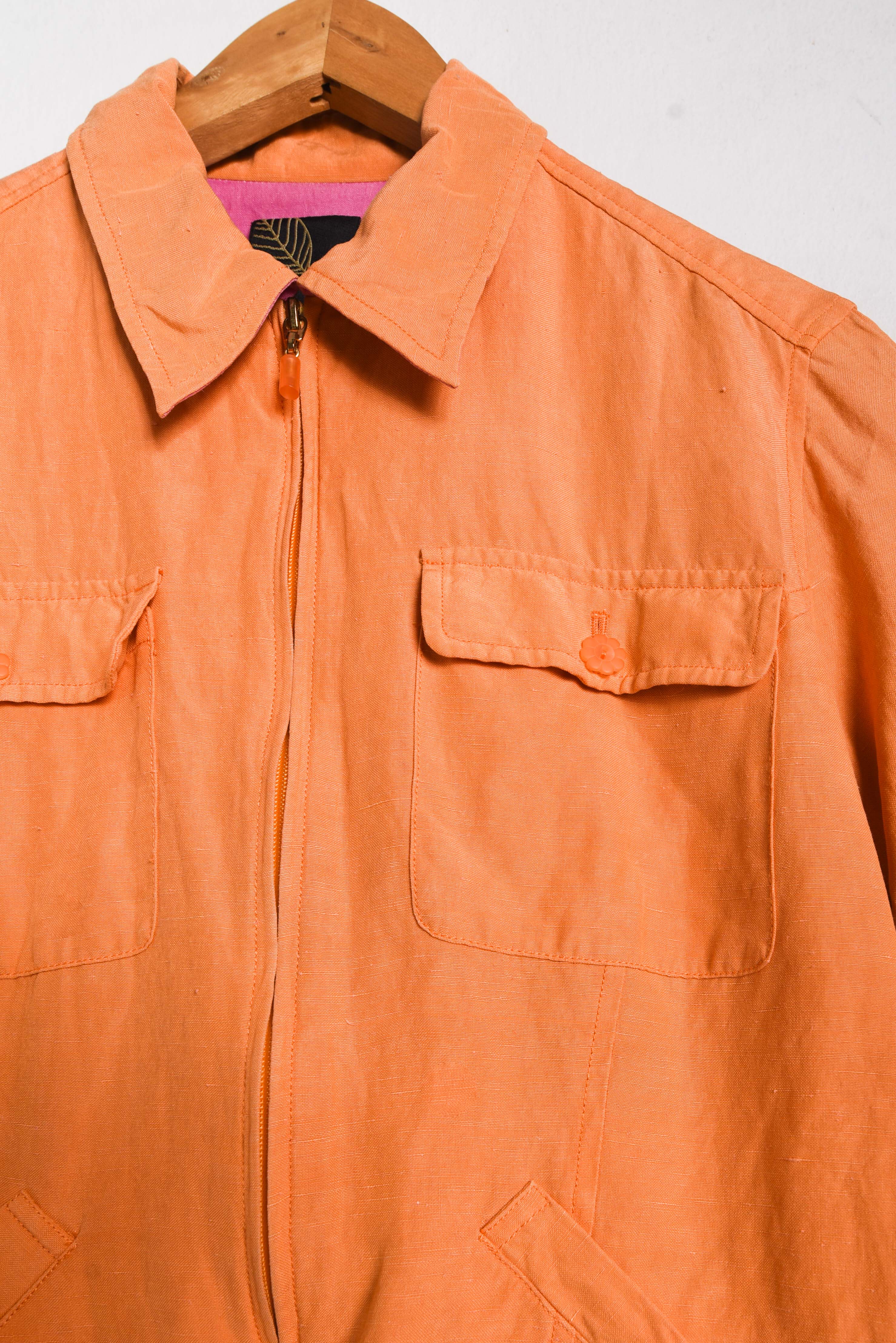 Chaqueta naranja seda y lino