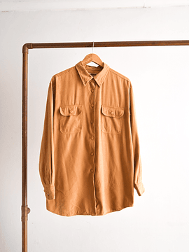 Camisa fake suede camel