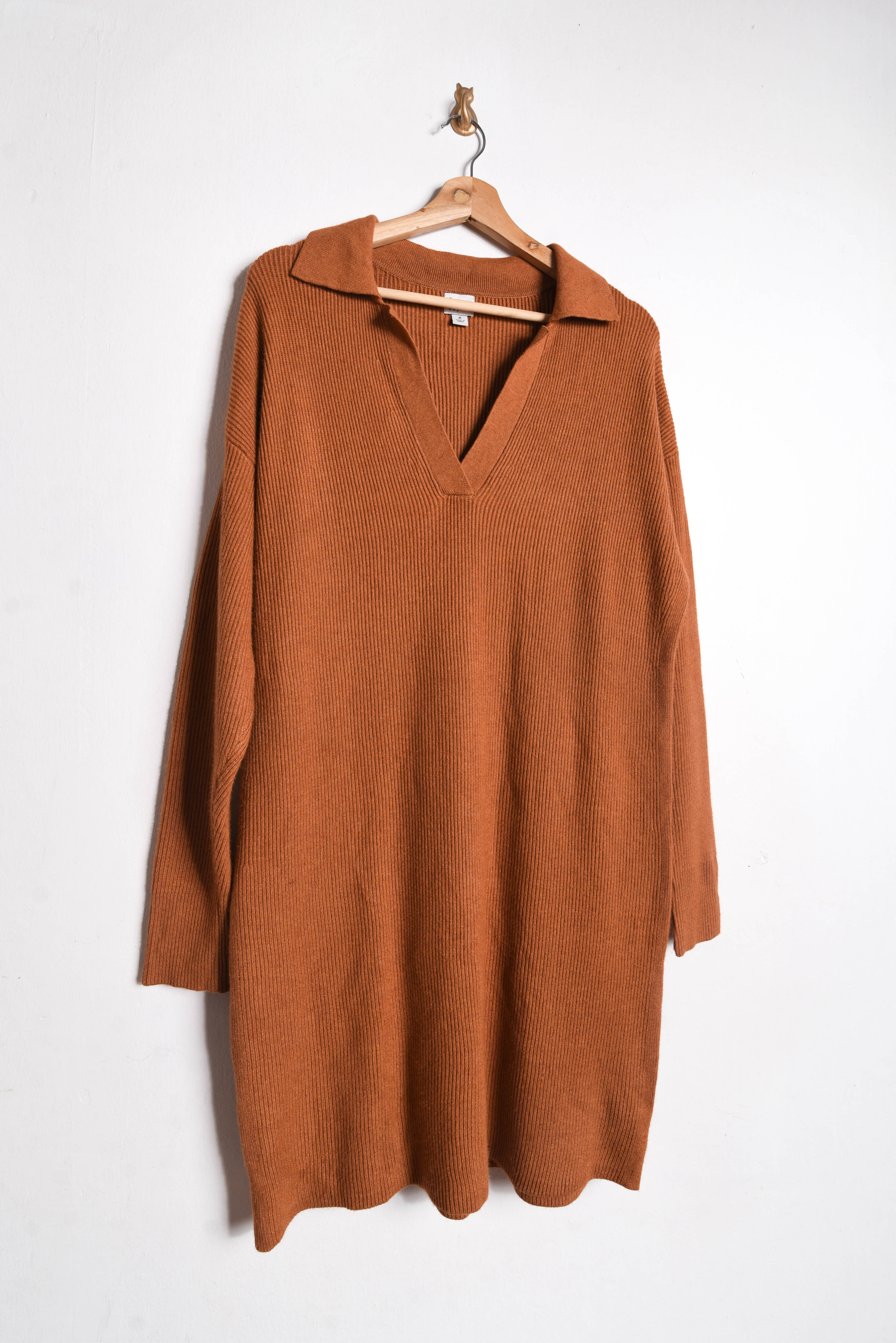 Vestido tejido naranjo camel 