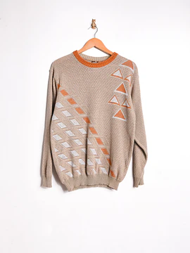 Chaleco 90s café geométrico