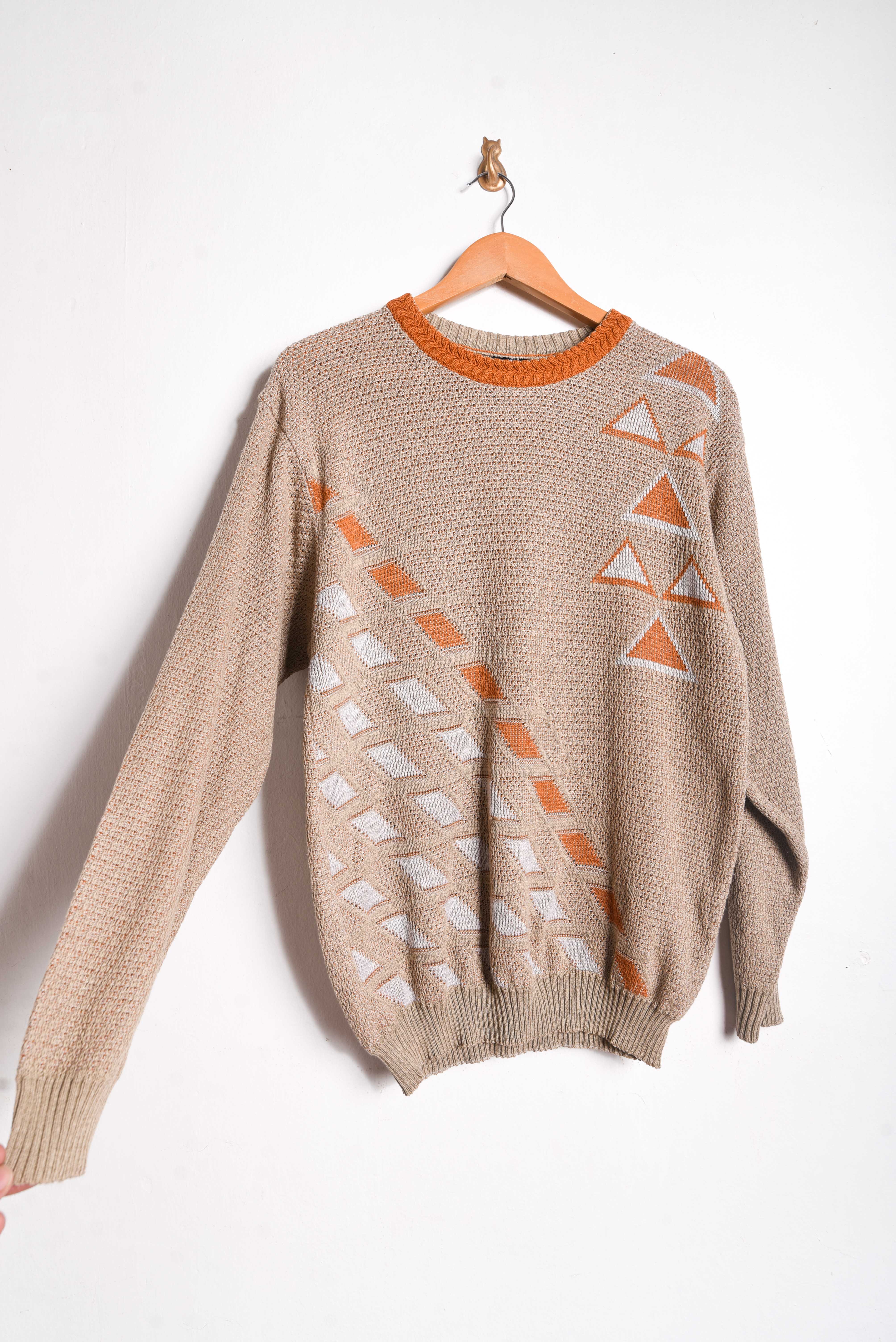 Chaleco 90s café geométrico