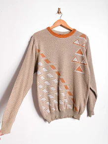 Chaleco 90s café geométrico