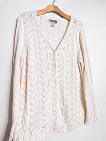 Cardigan marfil calado