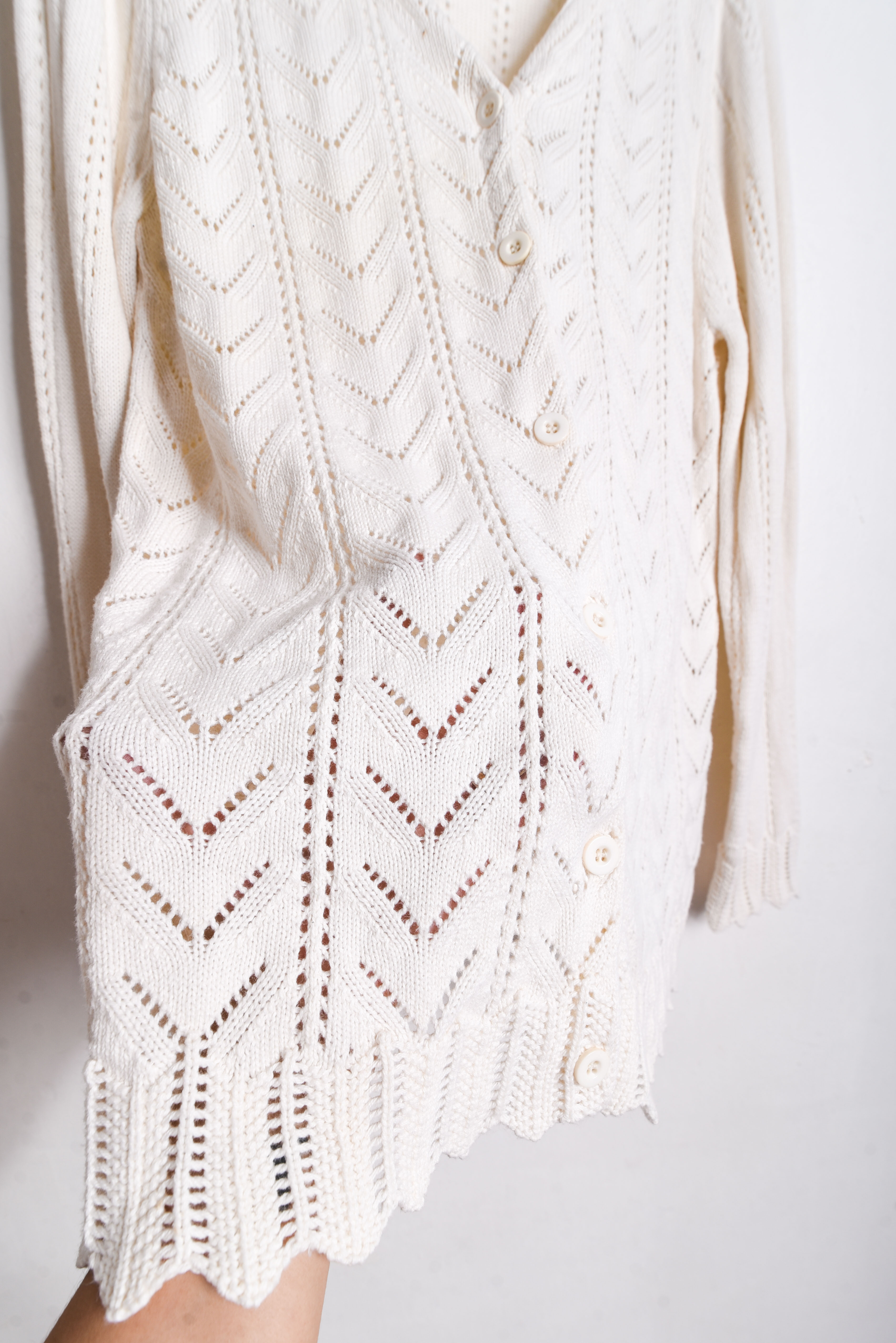 Cardigan marfil calado