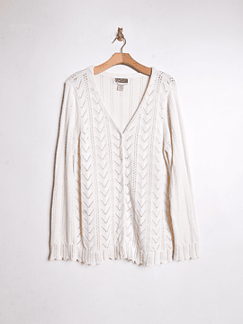 Cardigan marfil calado