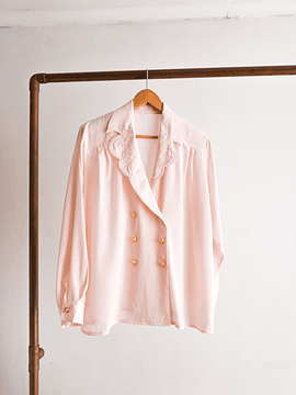 Blusa marfil cruzada bordada vintage