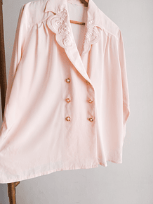 Blusa marfil cruzada bordada vintage