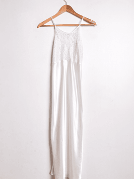 Slipdress blanco satín y encaje