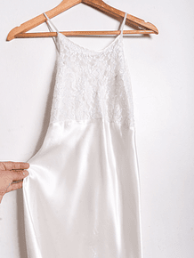 Slipdress blanco satín y encaje