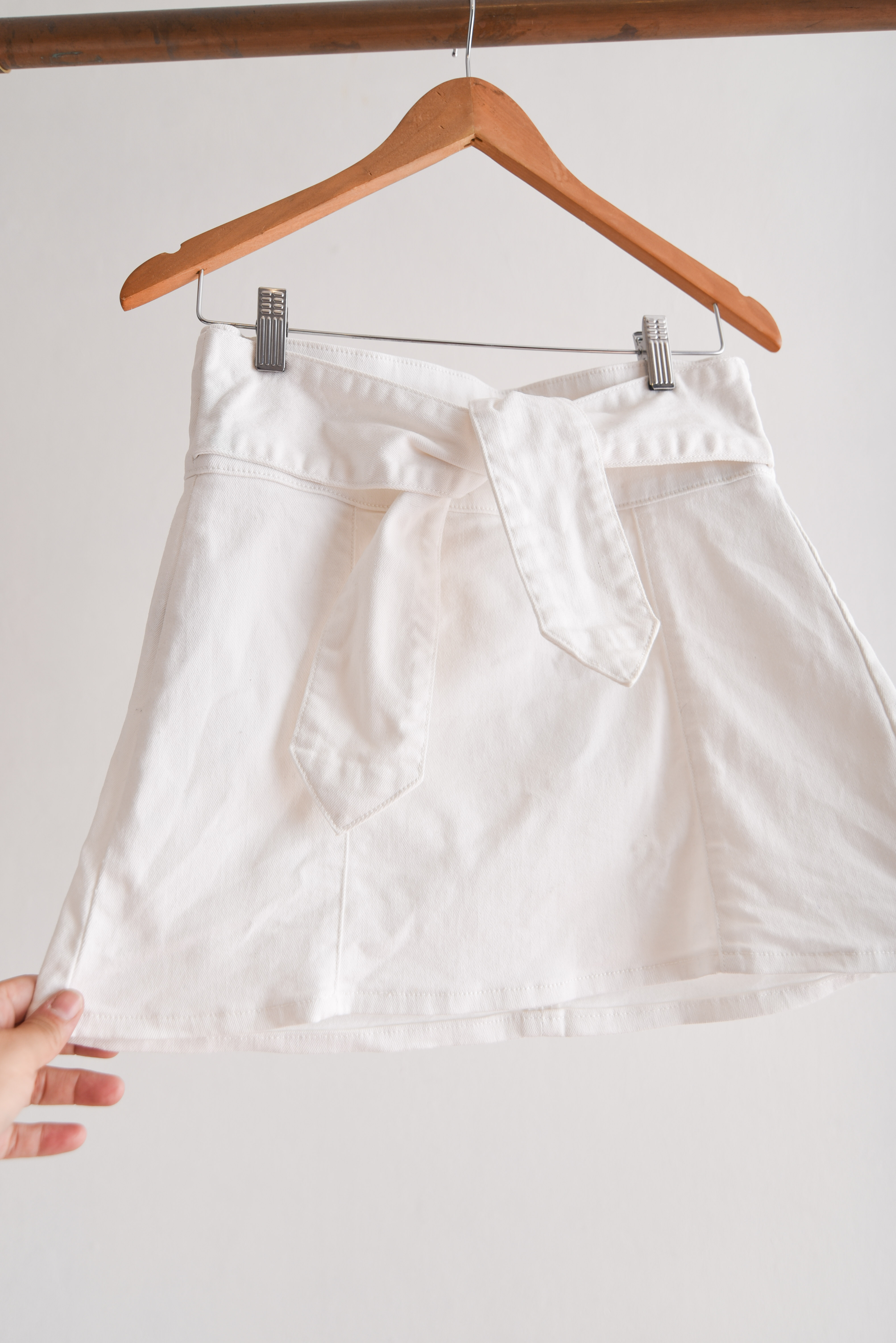 Mini falda white denim lazito