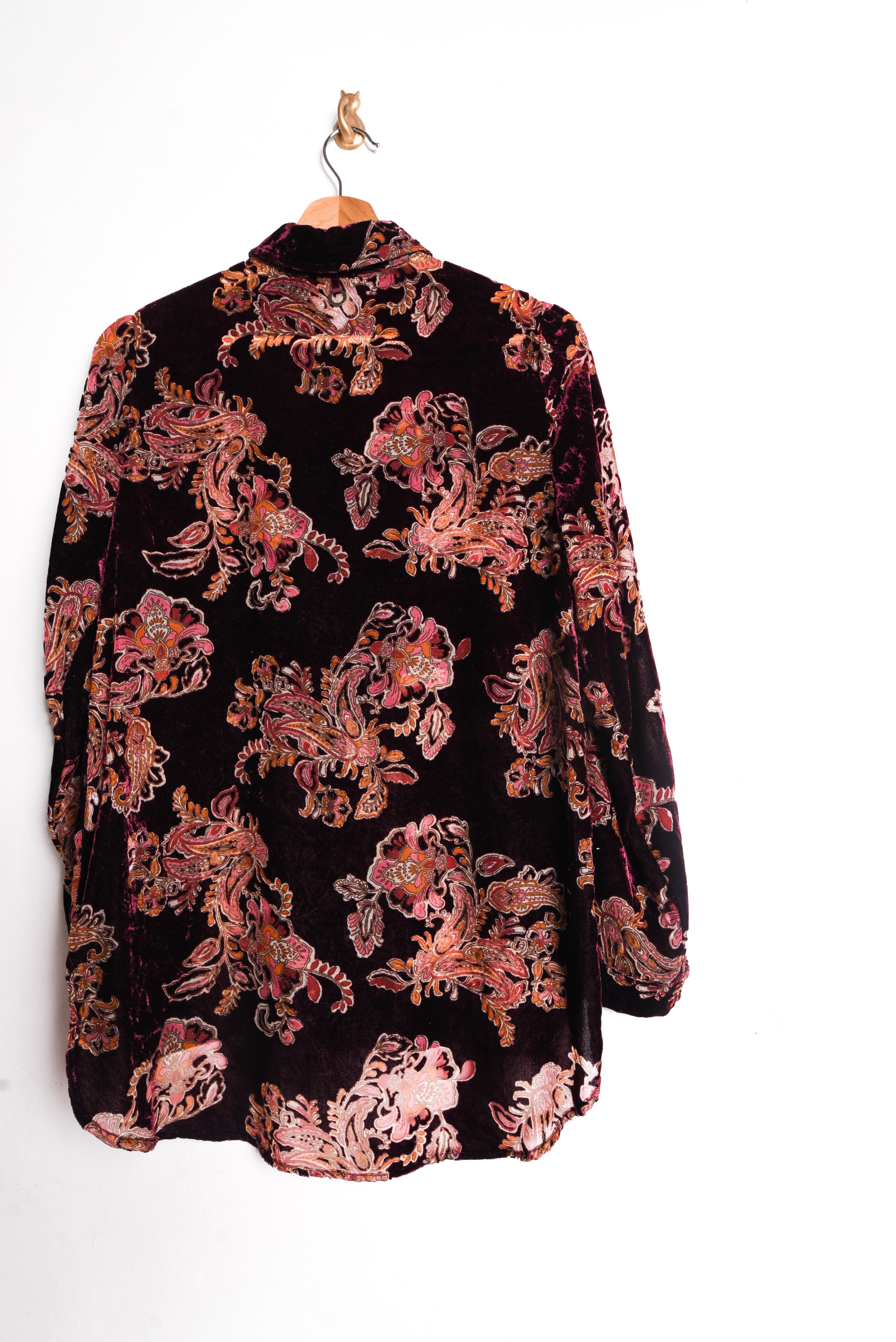 Blusa burdeo velvet transparencia