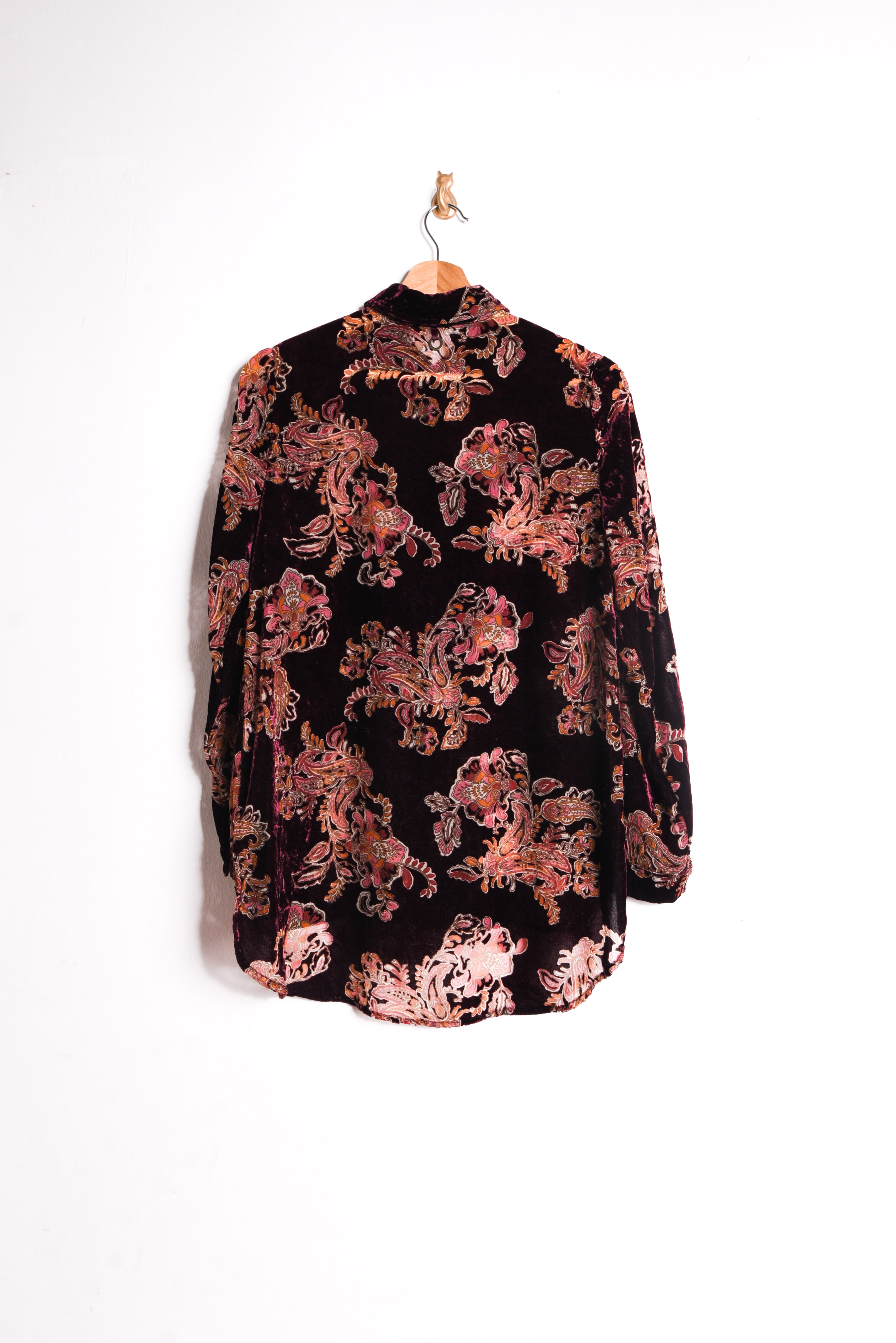 Blusa burdeo velvet transparencia