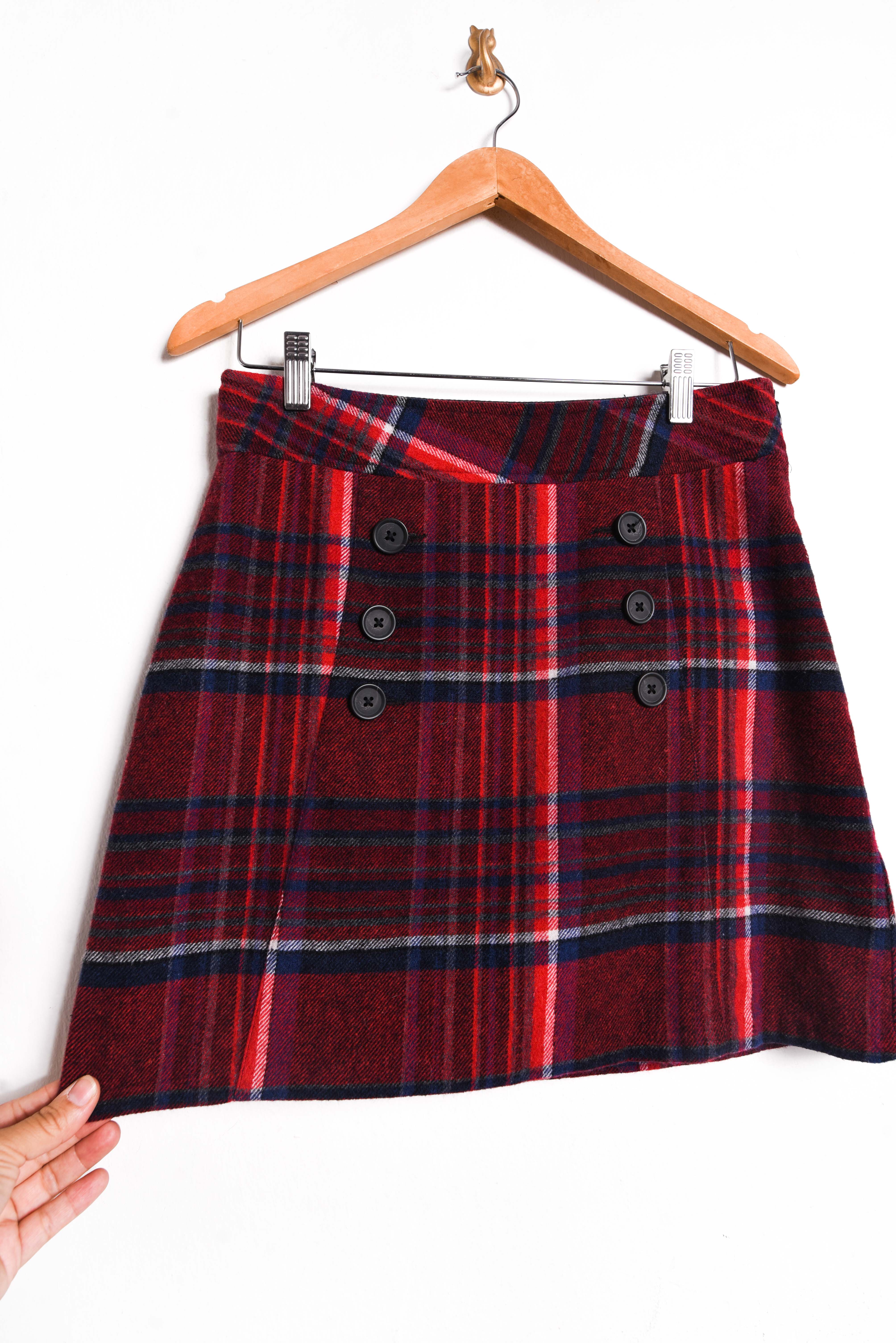 Falda tartán burdeo lana