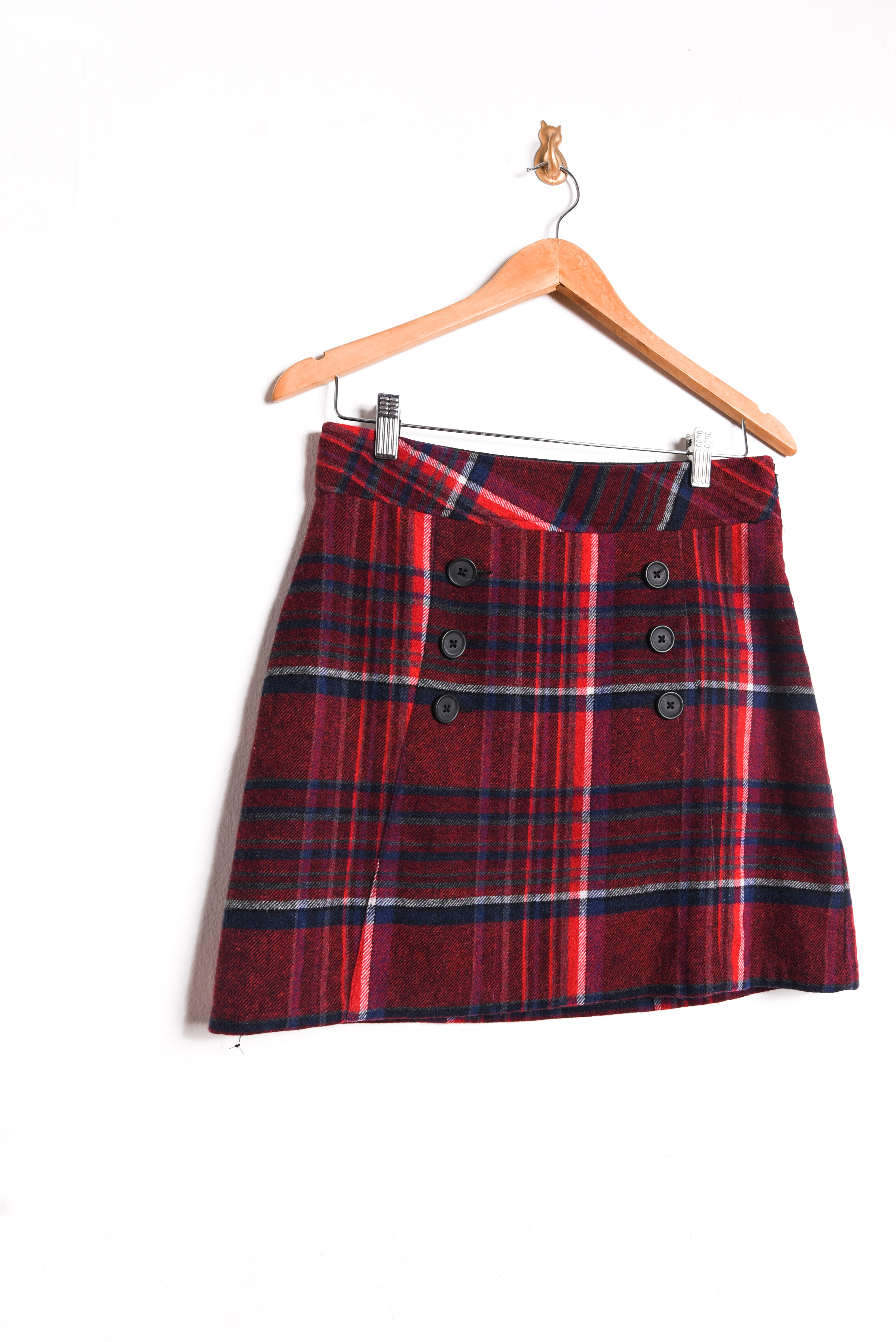 Falda tartán burdeo lana
