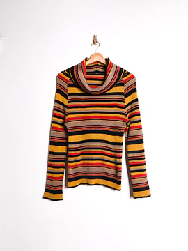 Chaleco 70s rayado drapeado