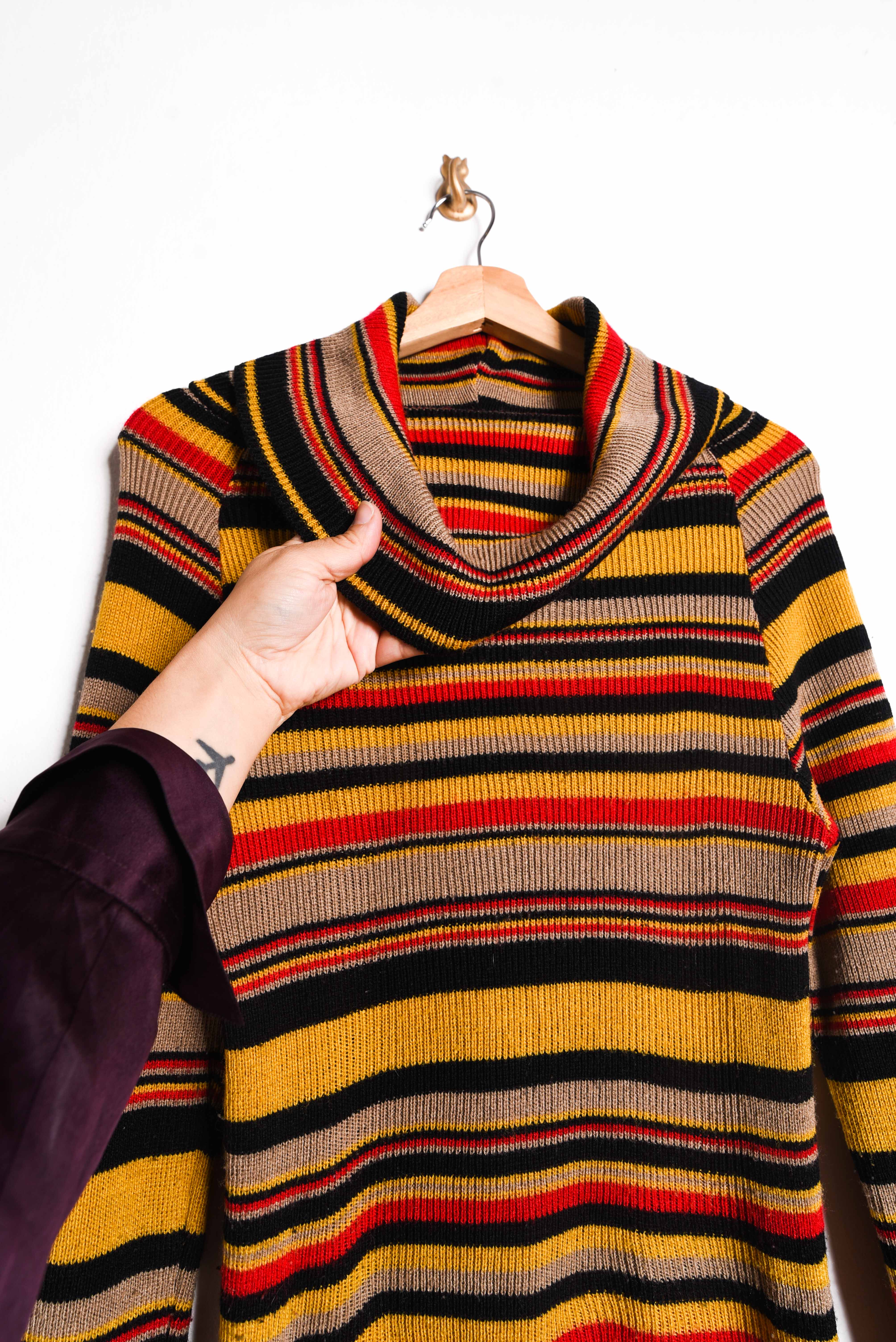 Chaleco 70s rayado drapeado