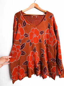 Chaleco granate floral brillos