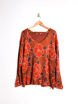 Chaleco granate floral brillos