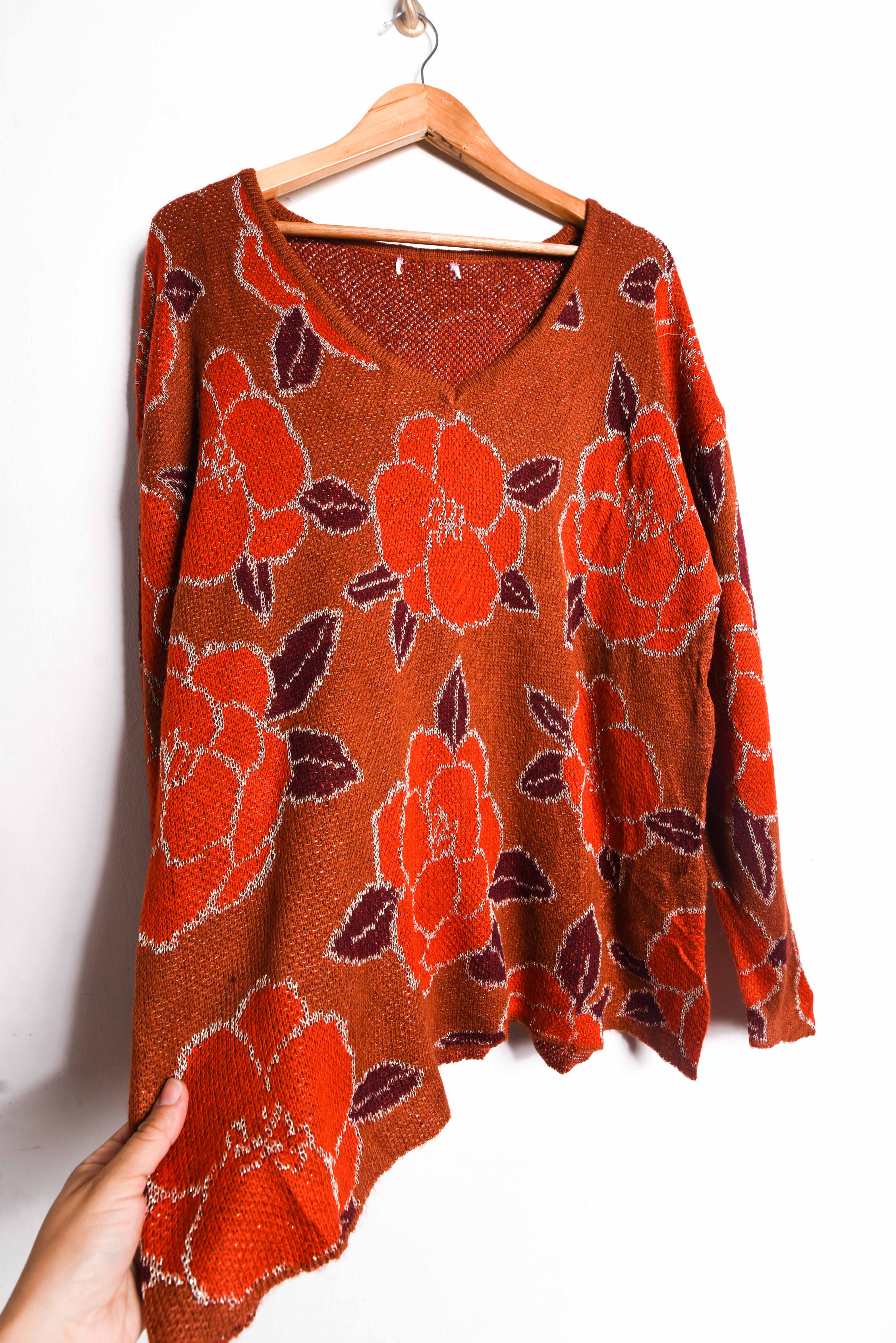 Chaleco granate floral brillos