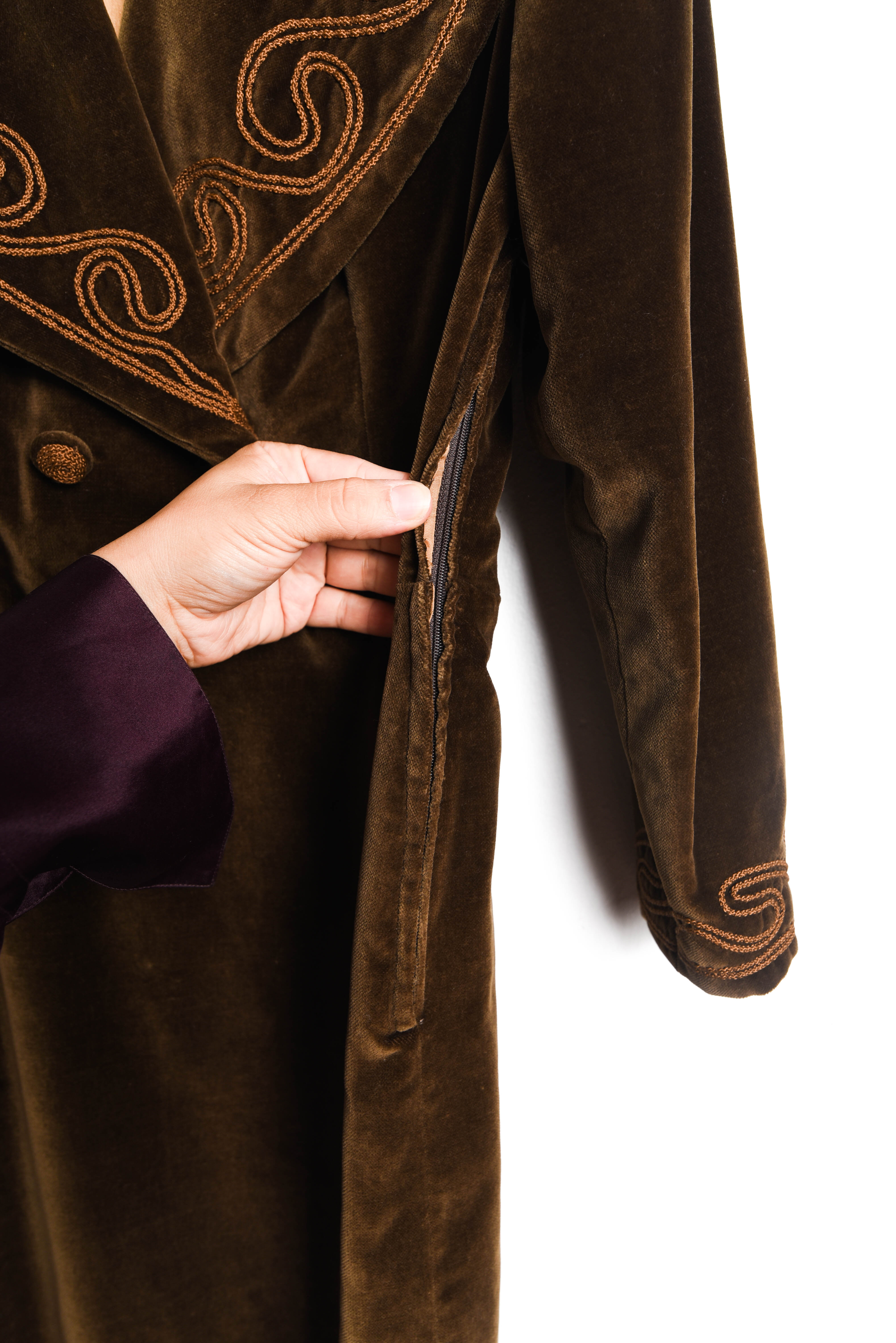 Vestido terciopelo café vintage