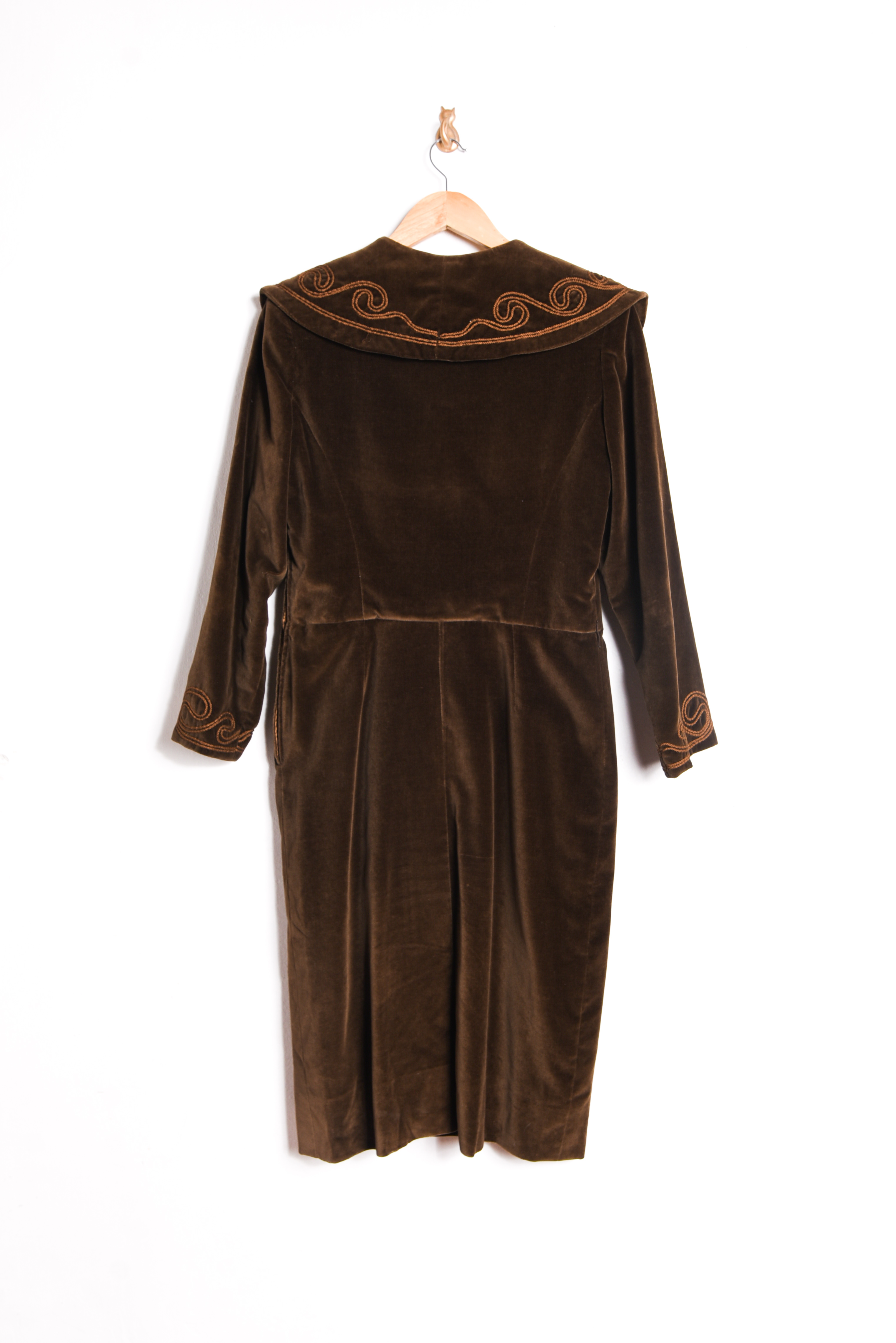 Vestido terciopelo café vintage