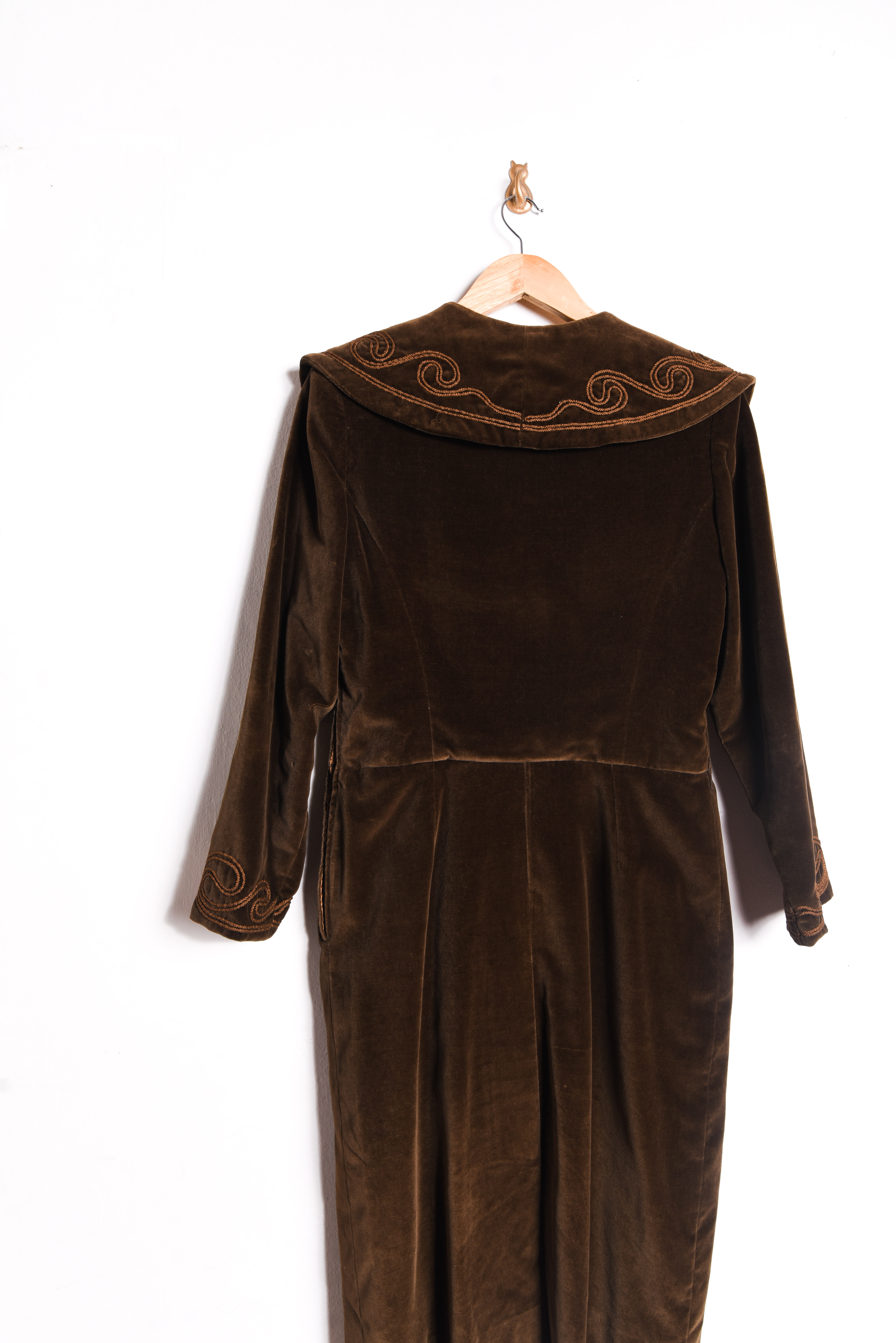 Vestido terciopelo café vintage