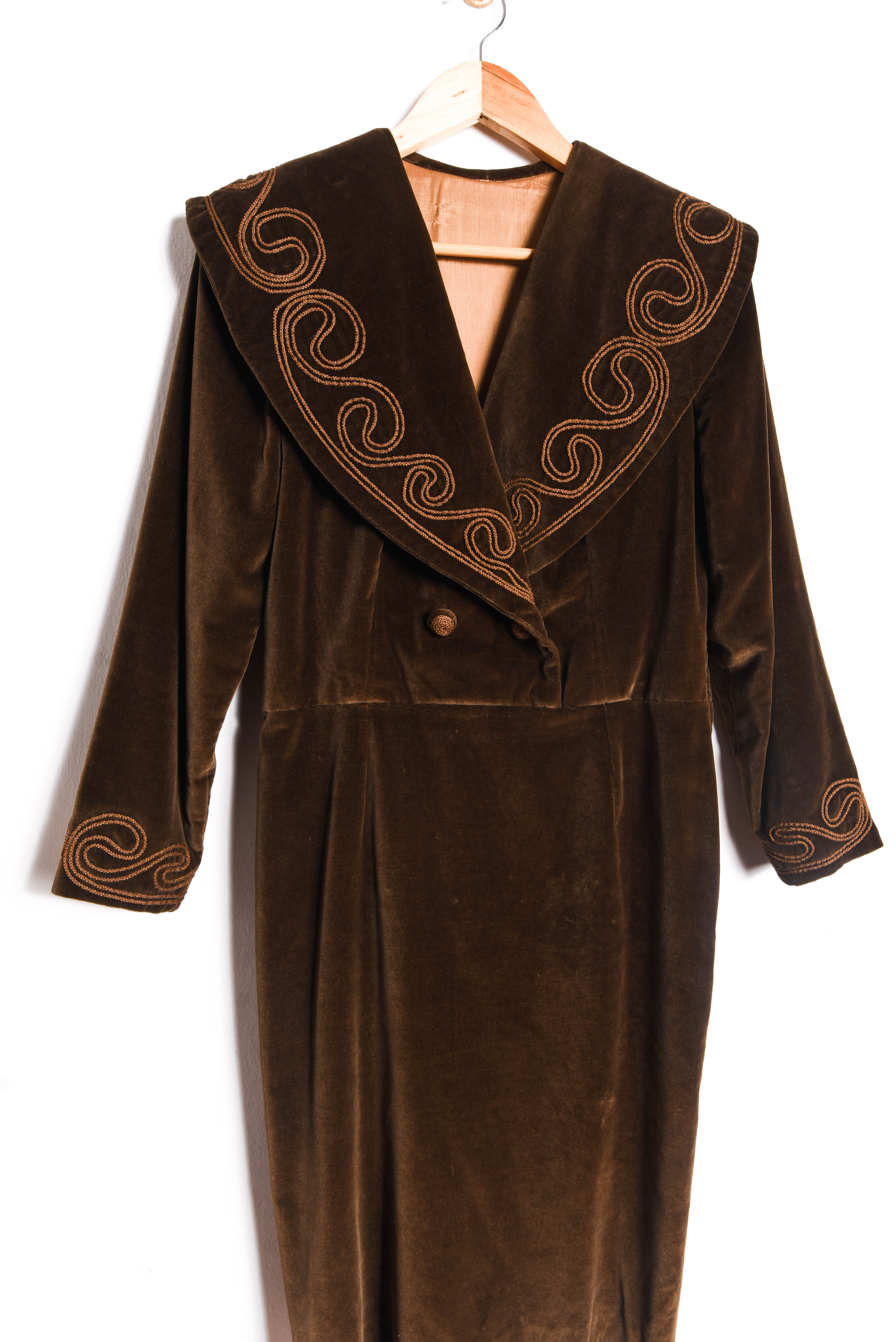 Vestido terciopelo café vintage