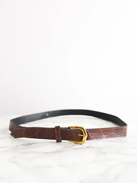 Cinturón café charol croc vintage