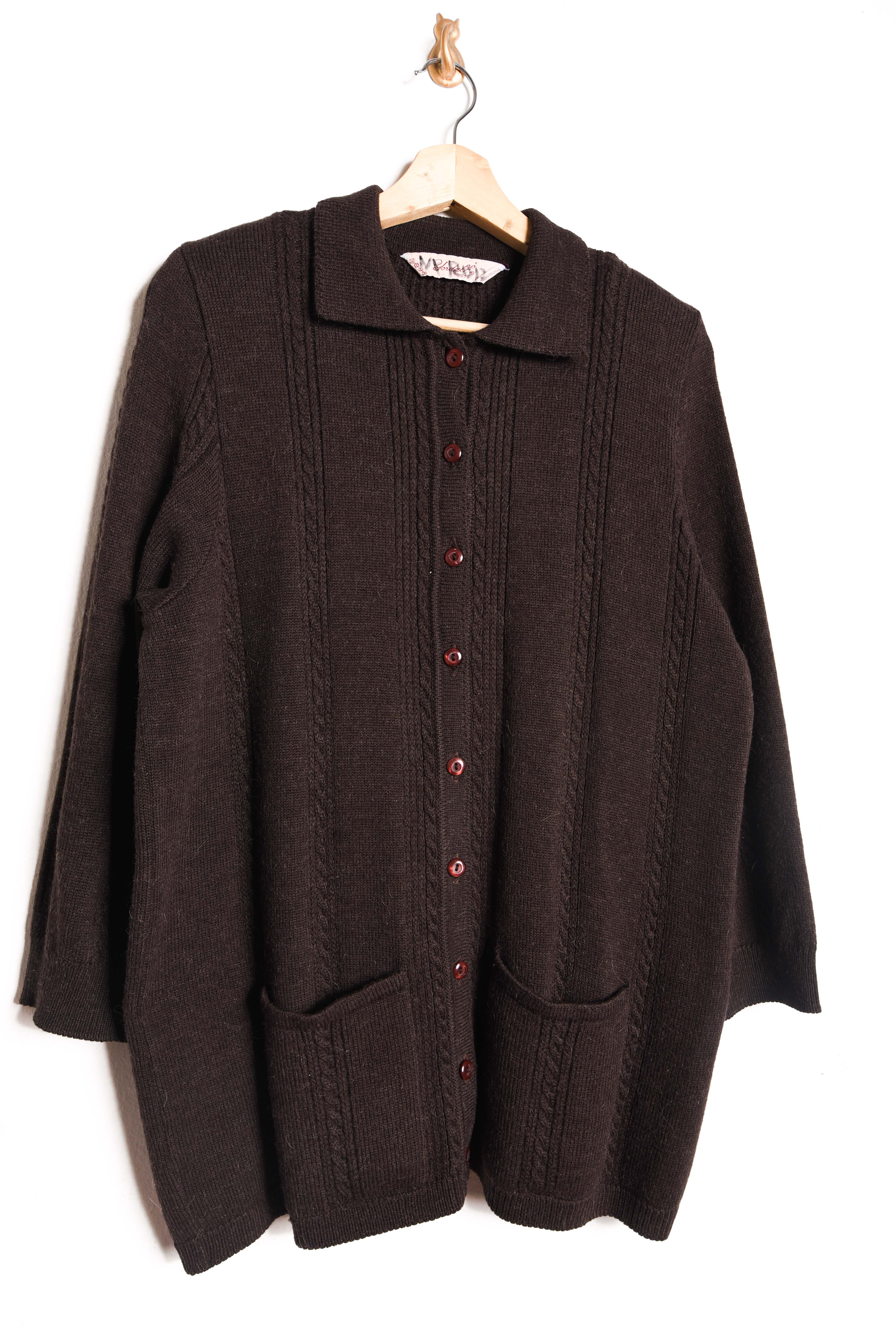 Cardigan vintage café lana