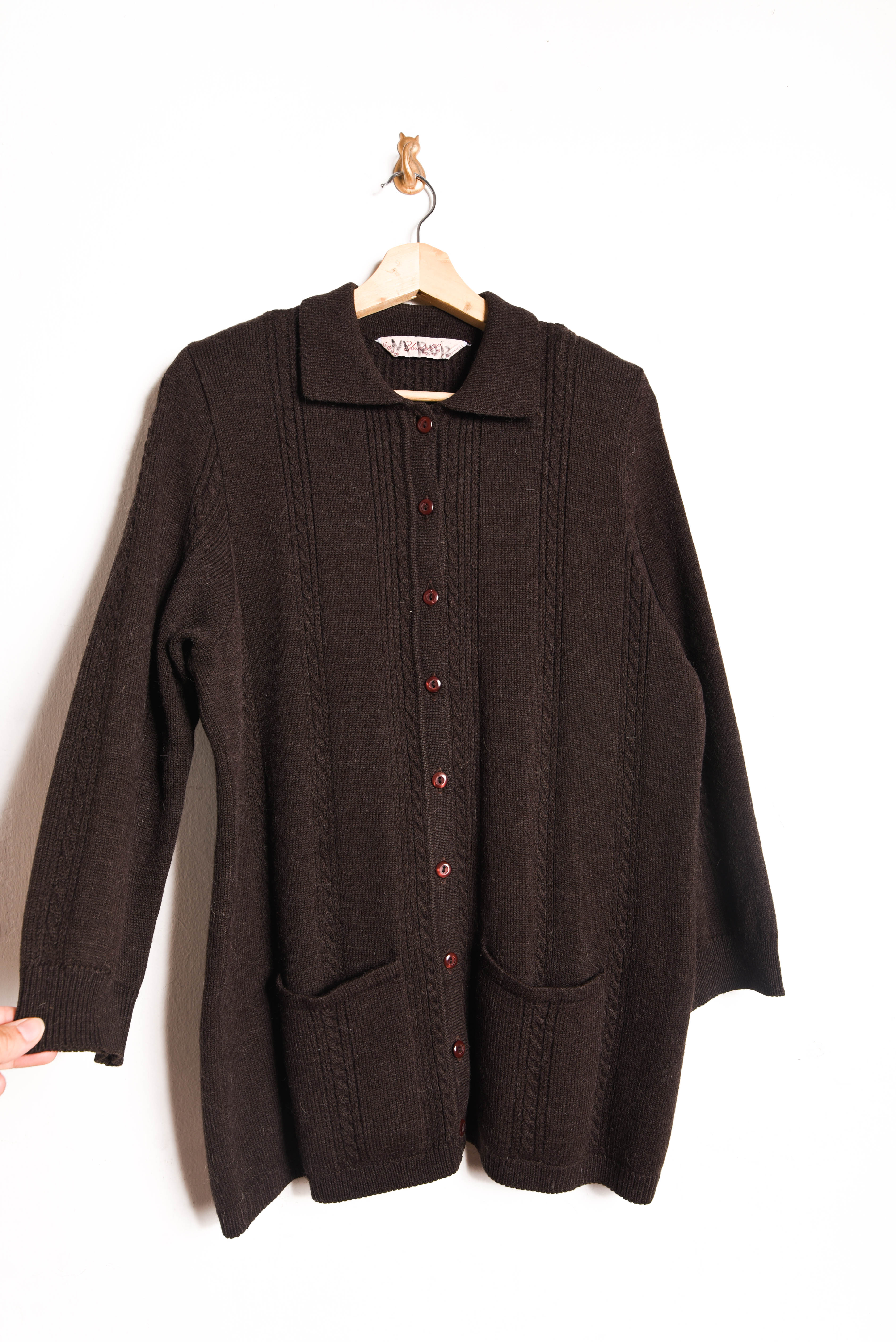 Cardigan vintage café lana