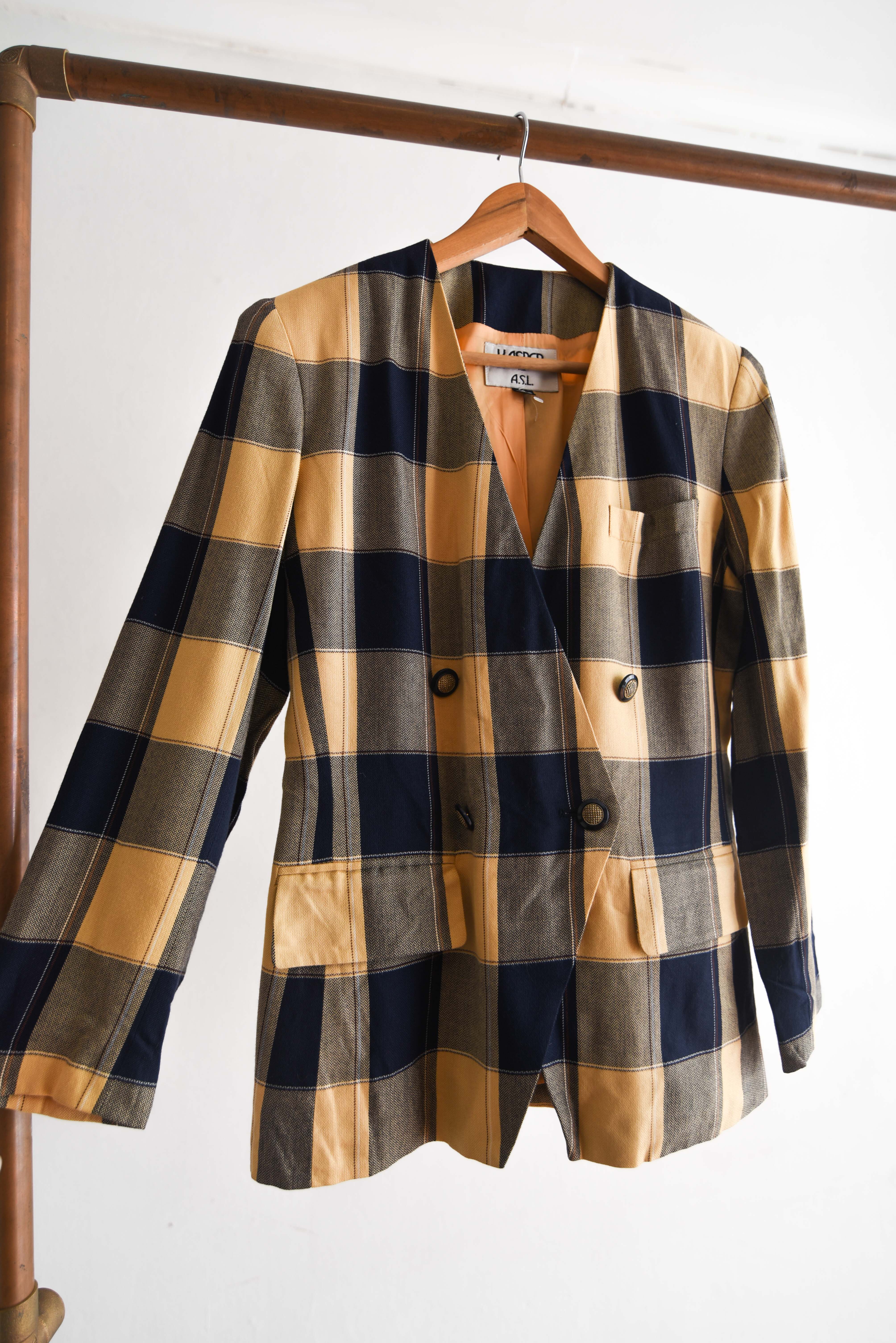 Blazer bicolor cuadros vintage