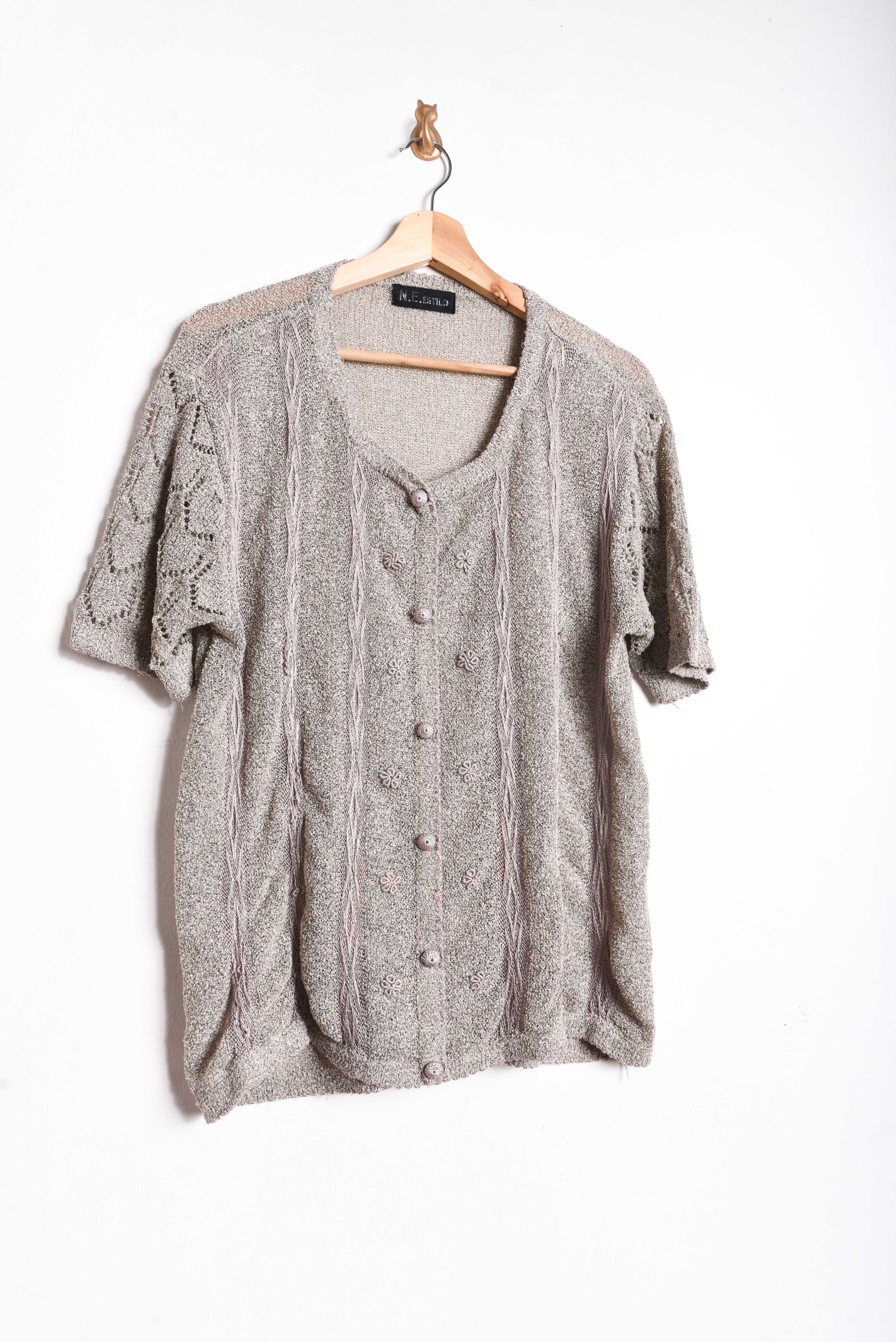 Cardigan café calado vintage