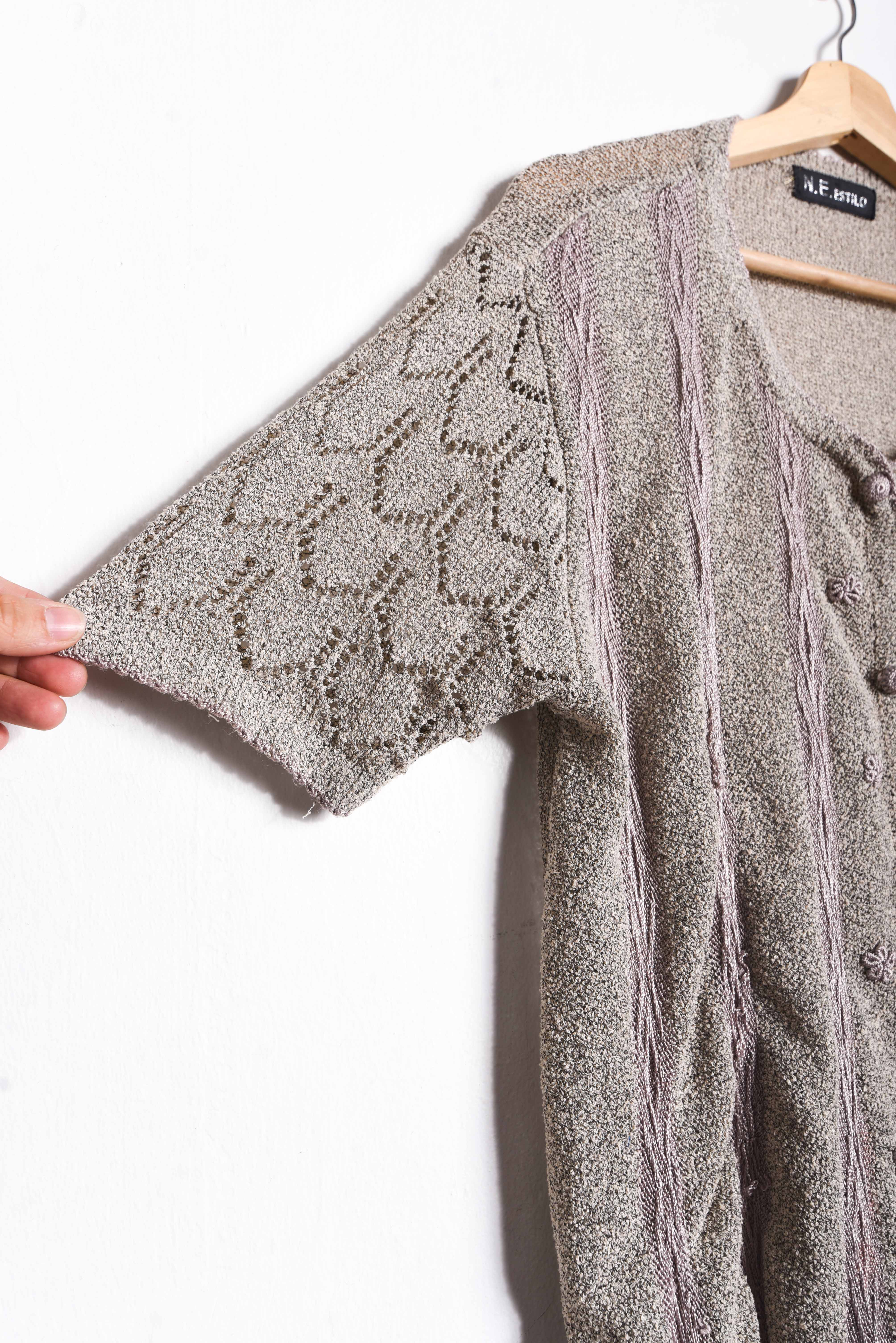 Cardigan café calado vintage