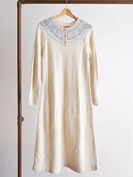 Vestido marfil 70s tejido