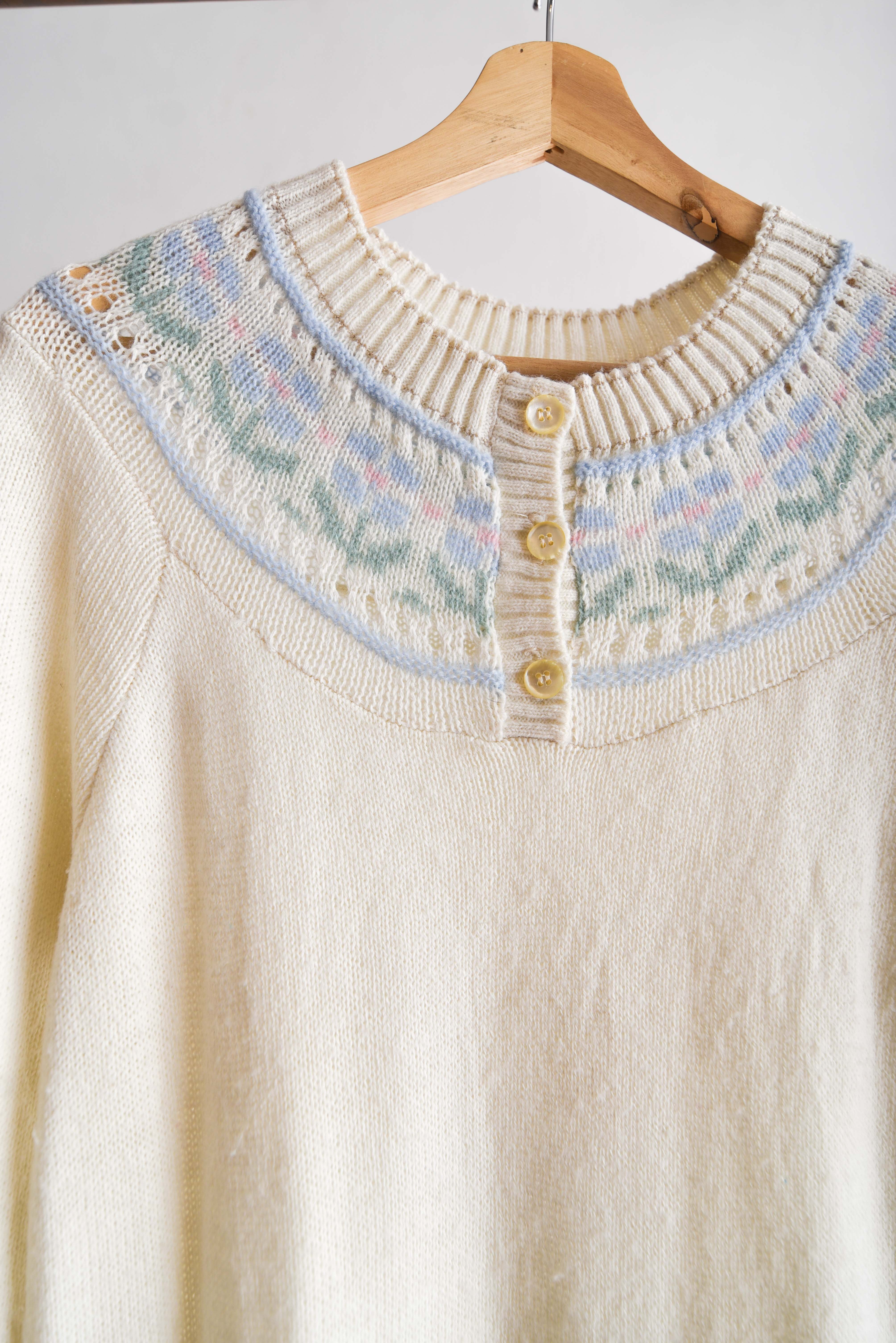 Vestido marfil 70s tejido