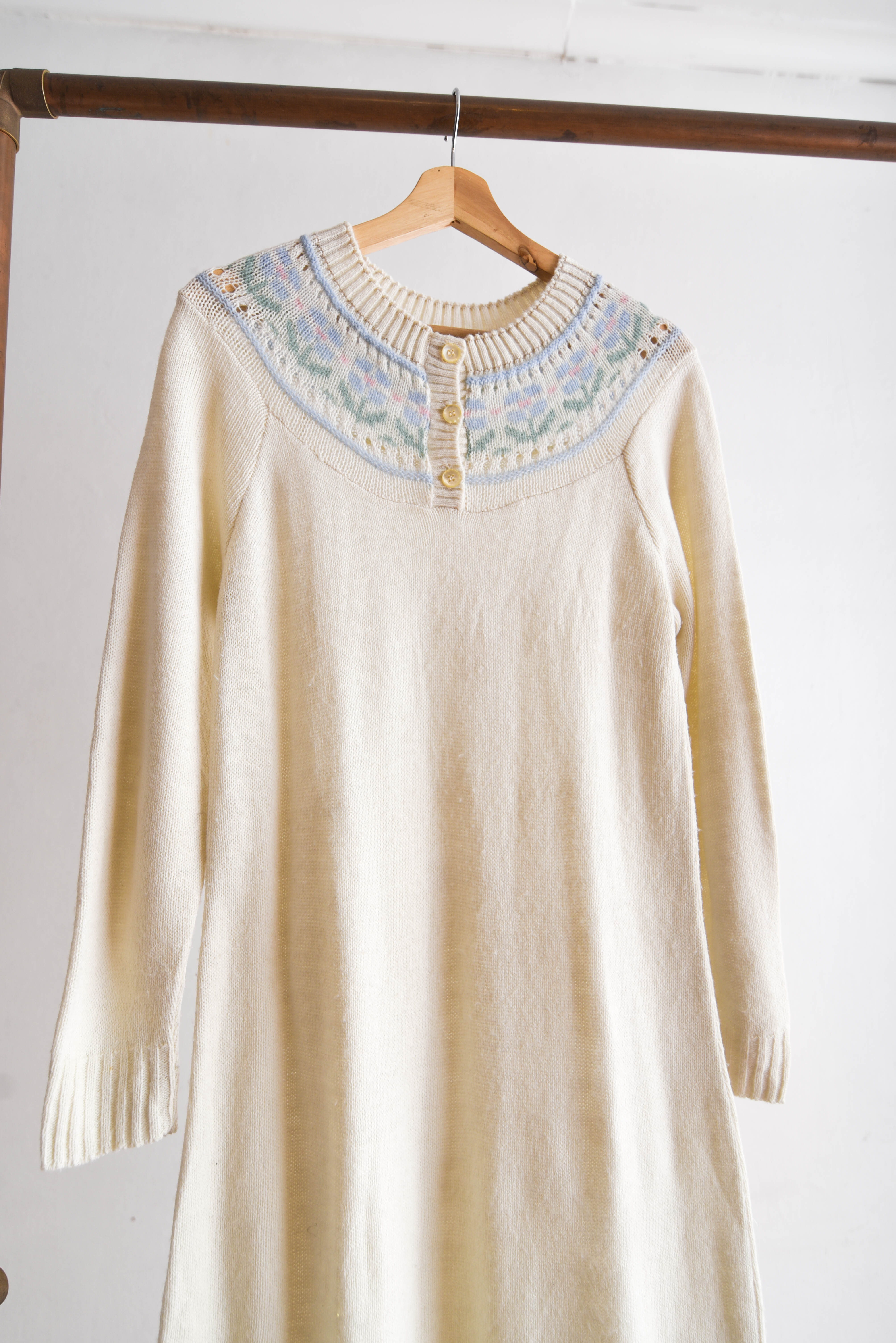 Vestido marfil 70s tejido