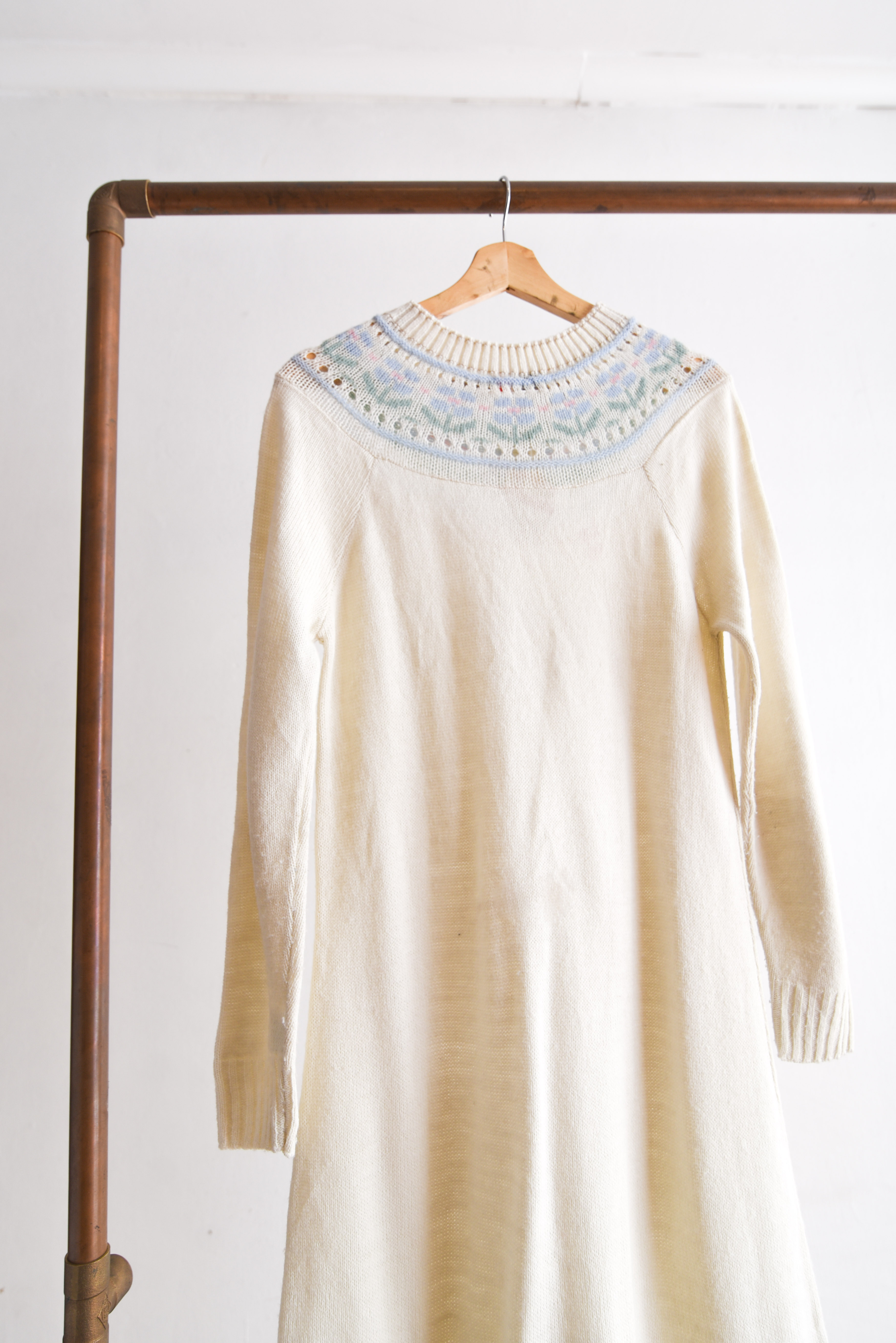 Vestido marfil 70s tejido