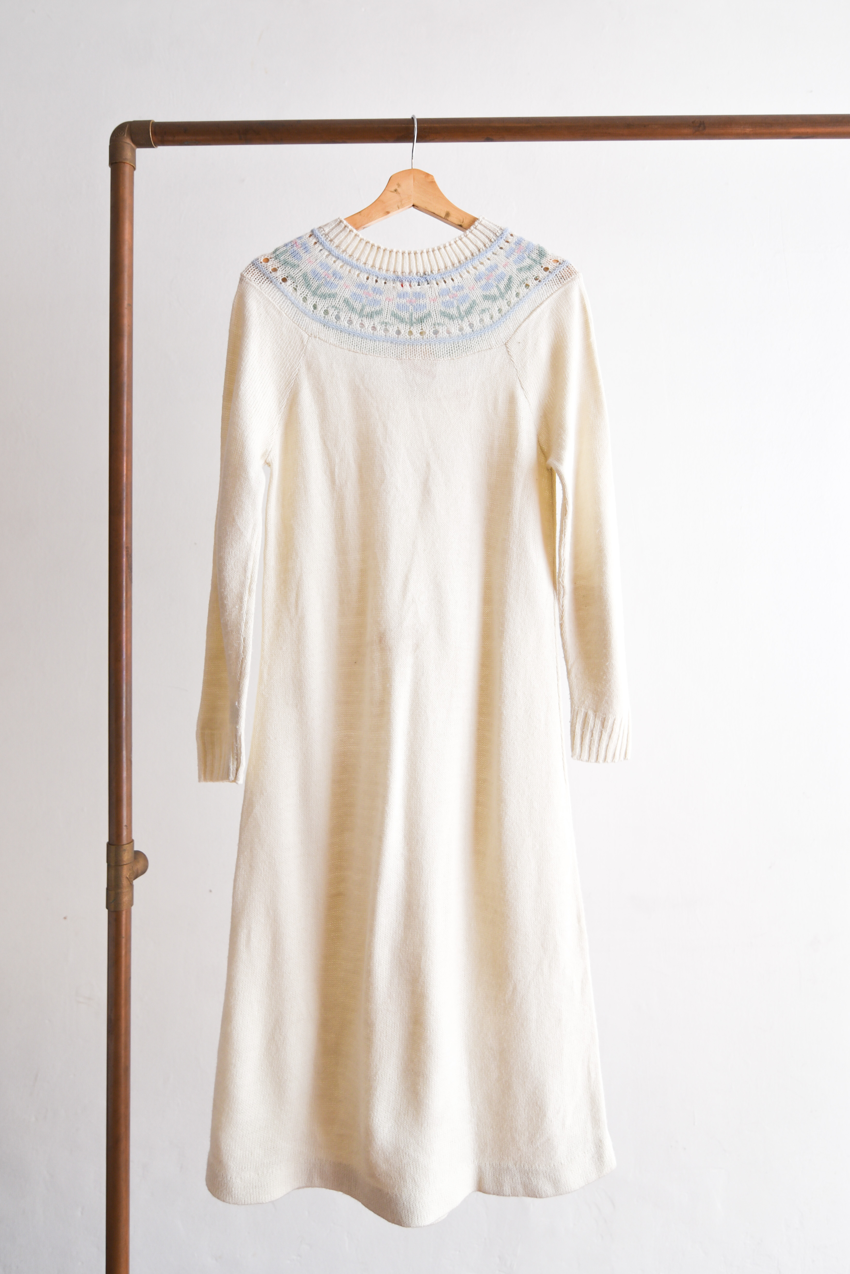 Vestido marfil 70s tejido