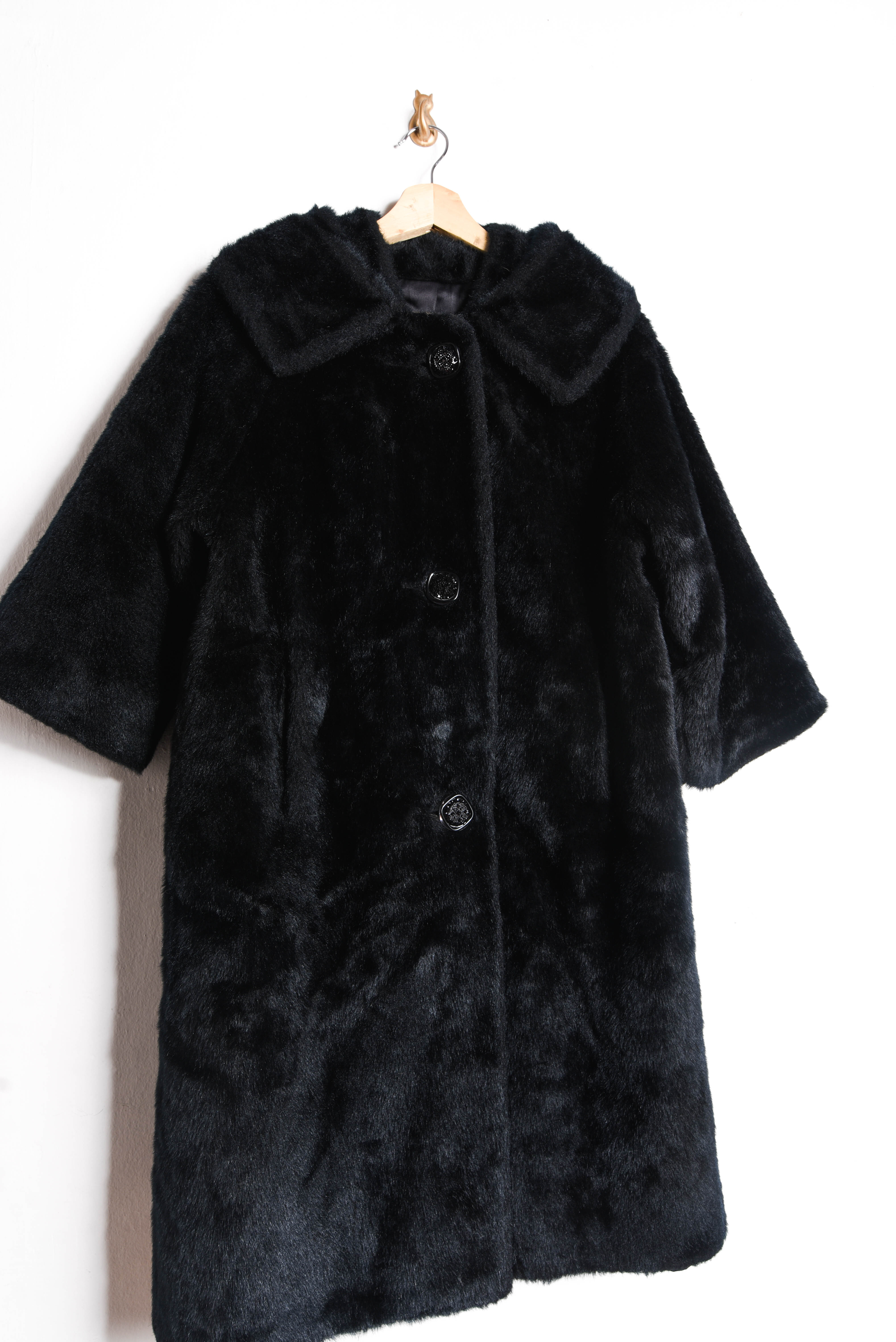 Abrigo vintage negro faux fur